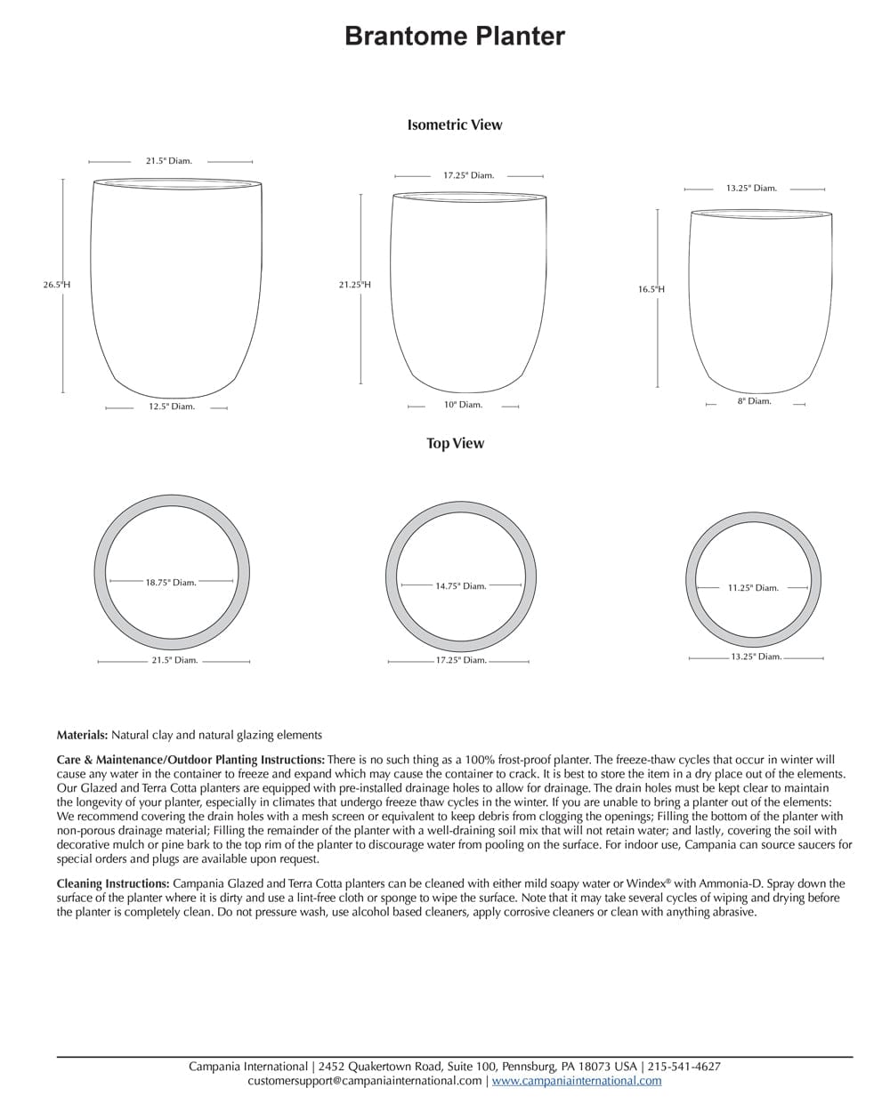 Brantome Planter Nested Set of 3 | Glazed Collection