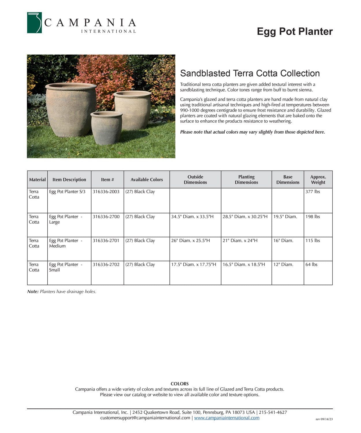 Egg Pot Set of 3 | Sandblasted Terra Cotta Planter