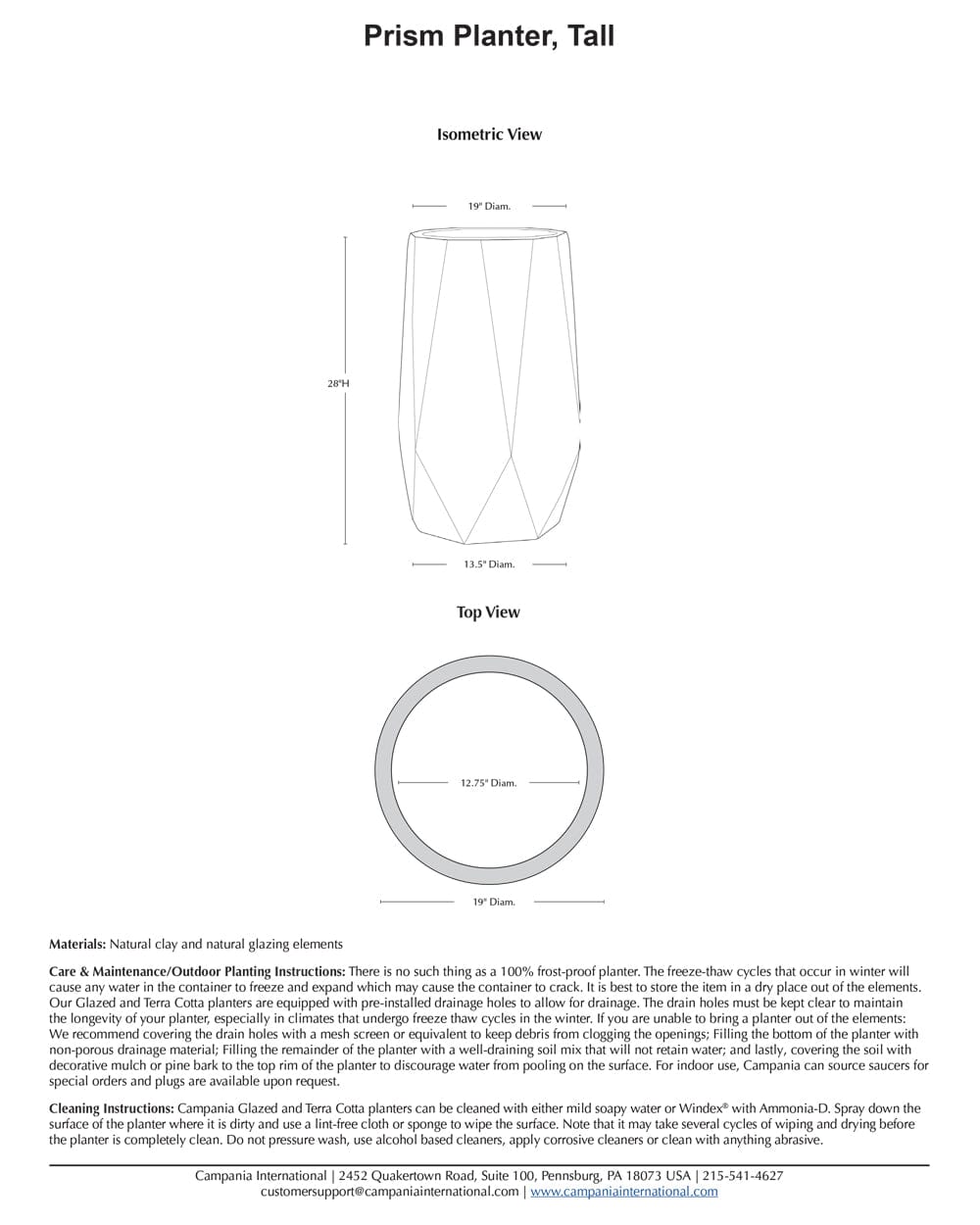 Prism Planter Tall | Glazed Collection