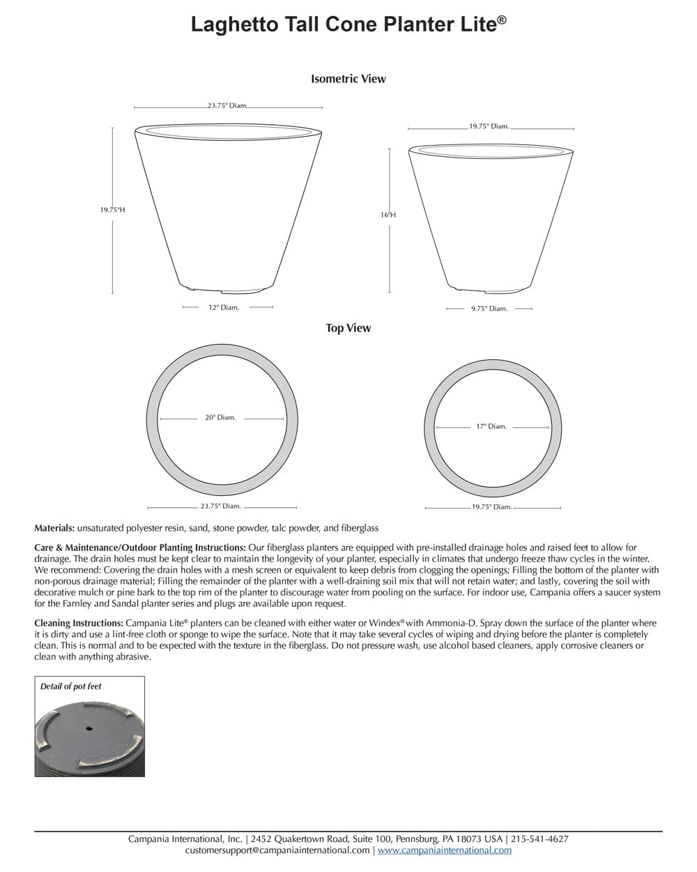 Laghetto Tall Cone Planter | Lite® Collection