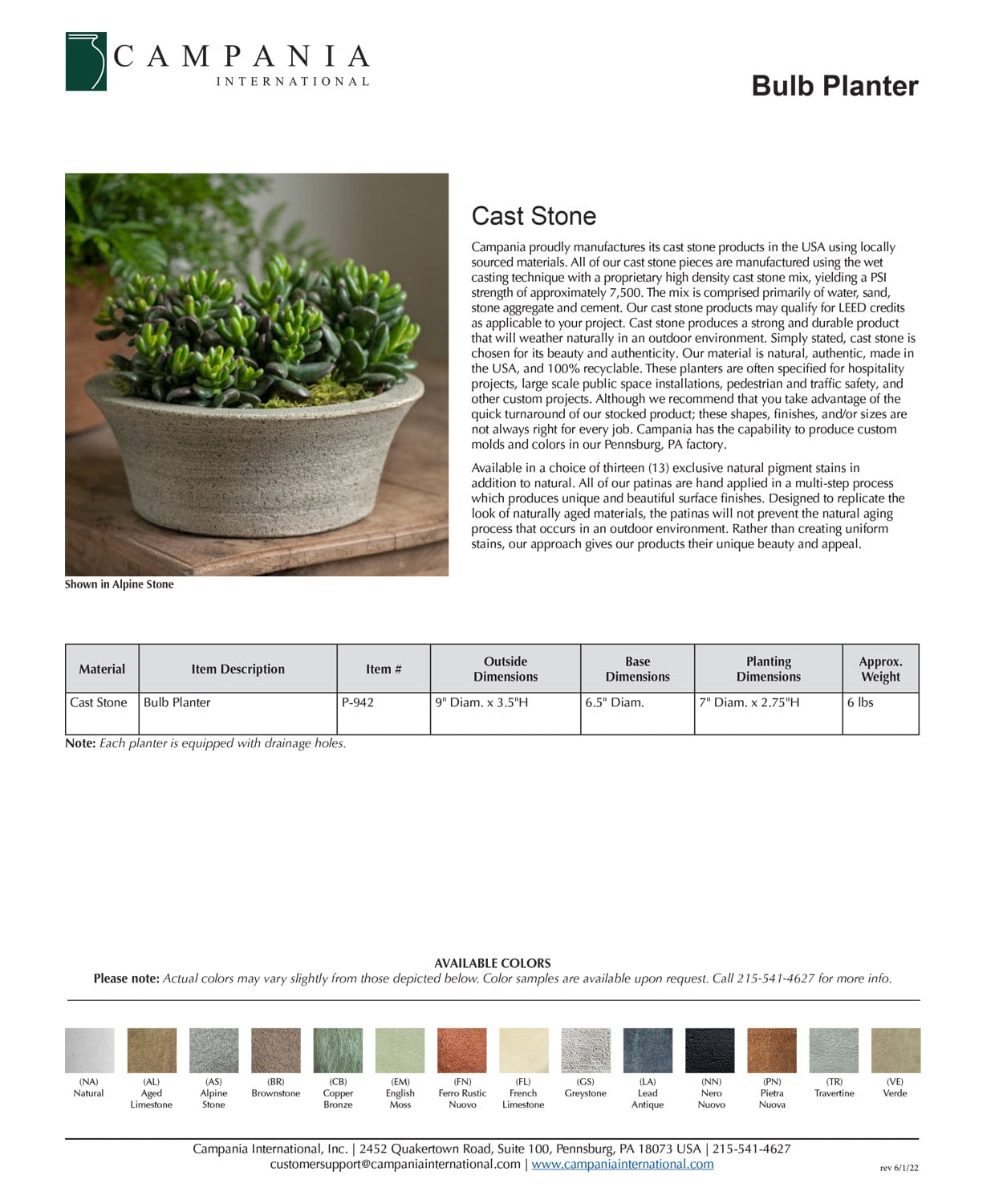 Bulb Cast Stone Planter