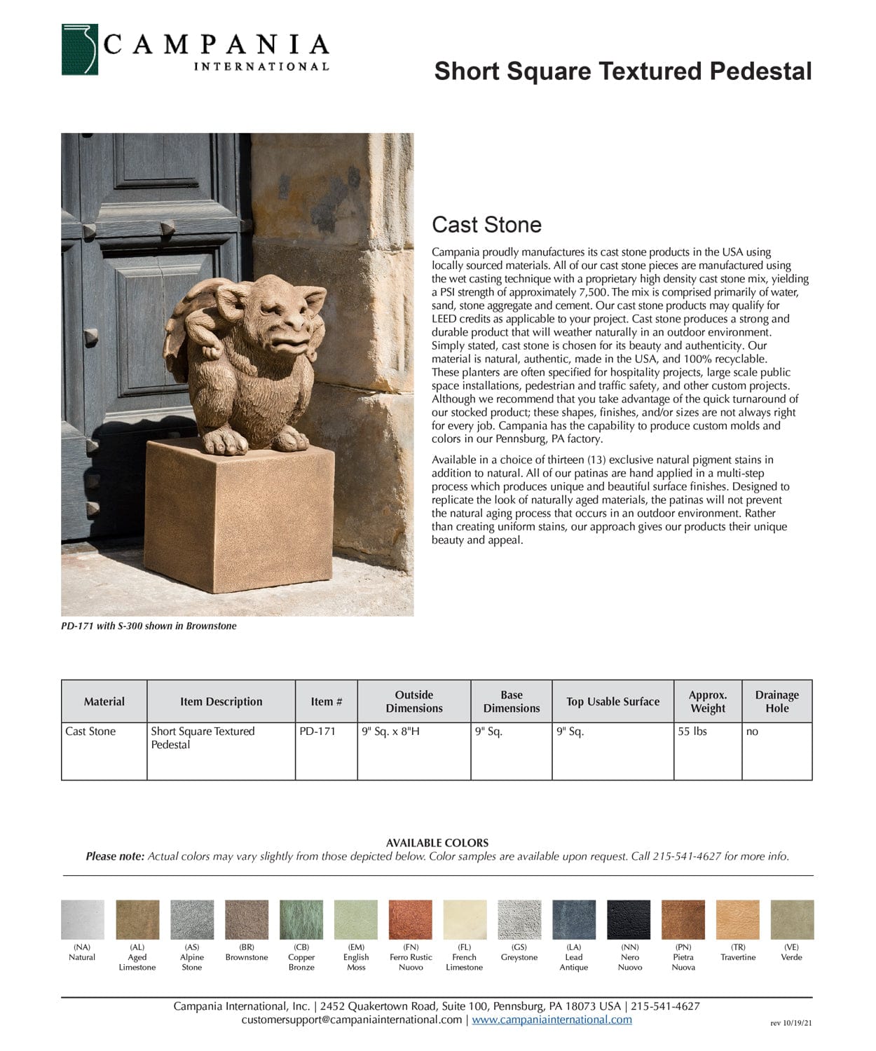 Short Square Textured Pedestal for Urns and Statues