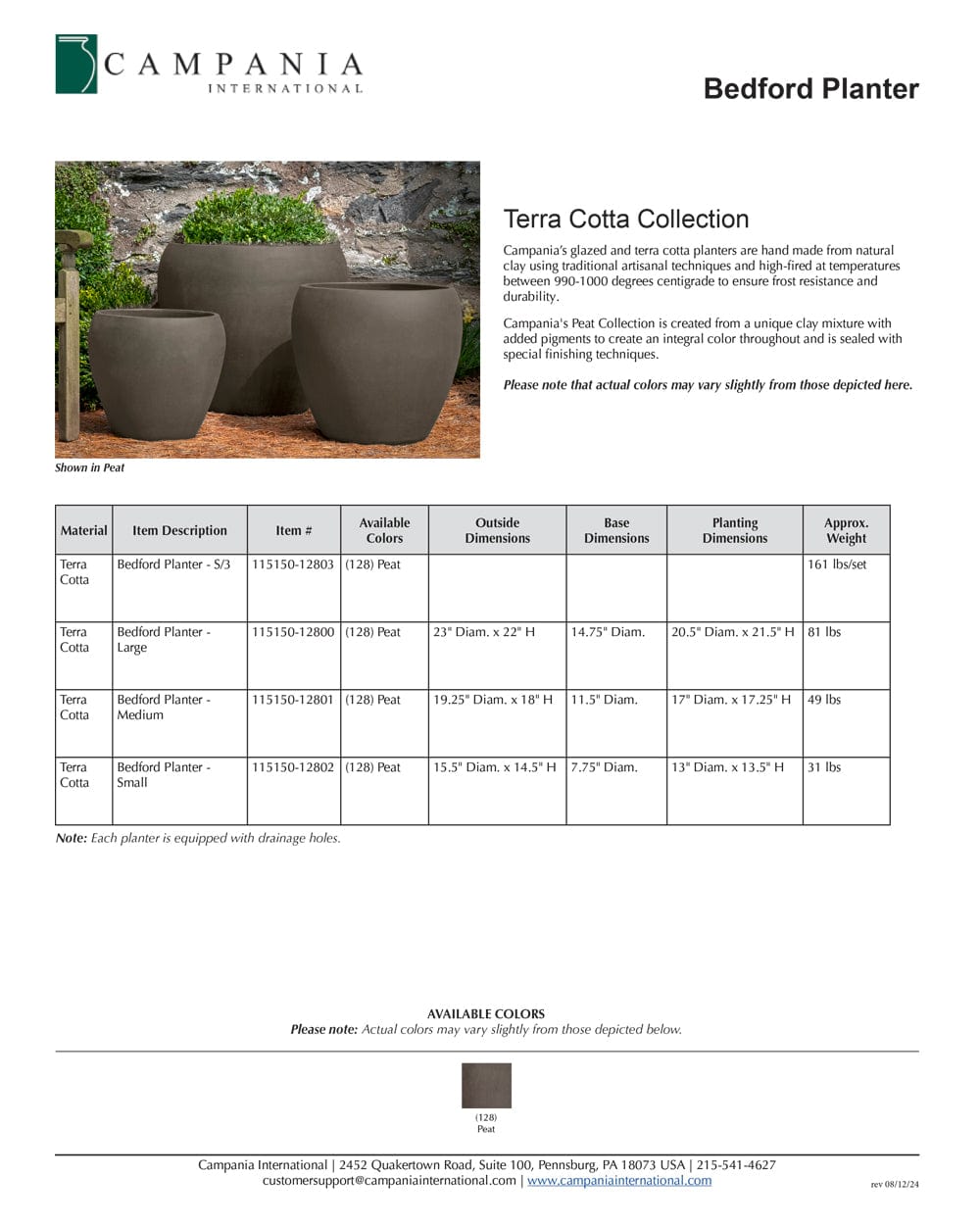 Bedford Planter Nested Set of 3 | Terra Cotta Collection