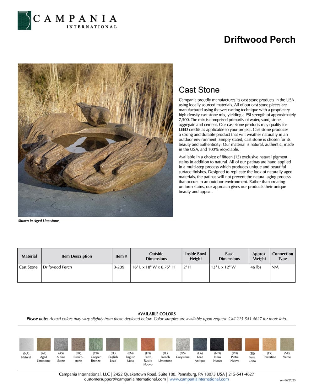 Driftwood Perch Birdbath