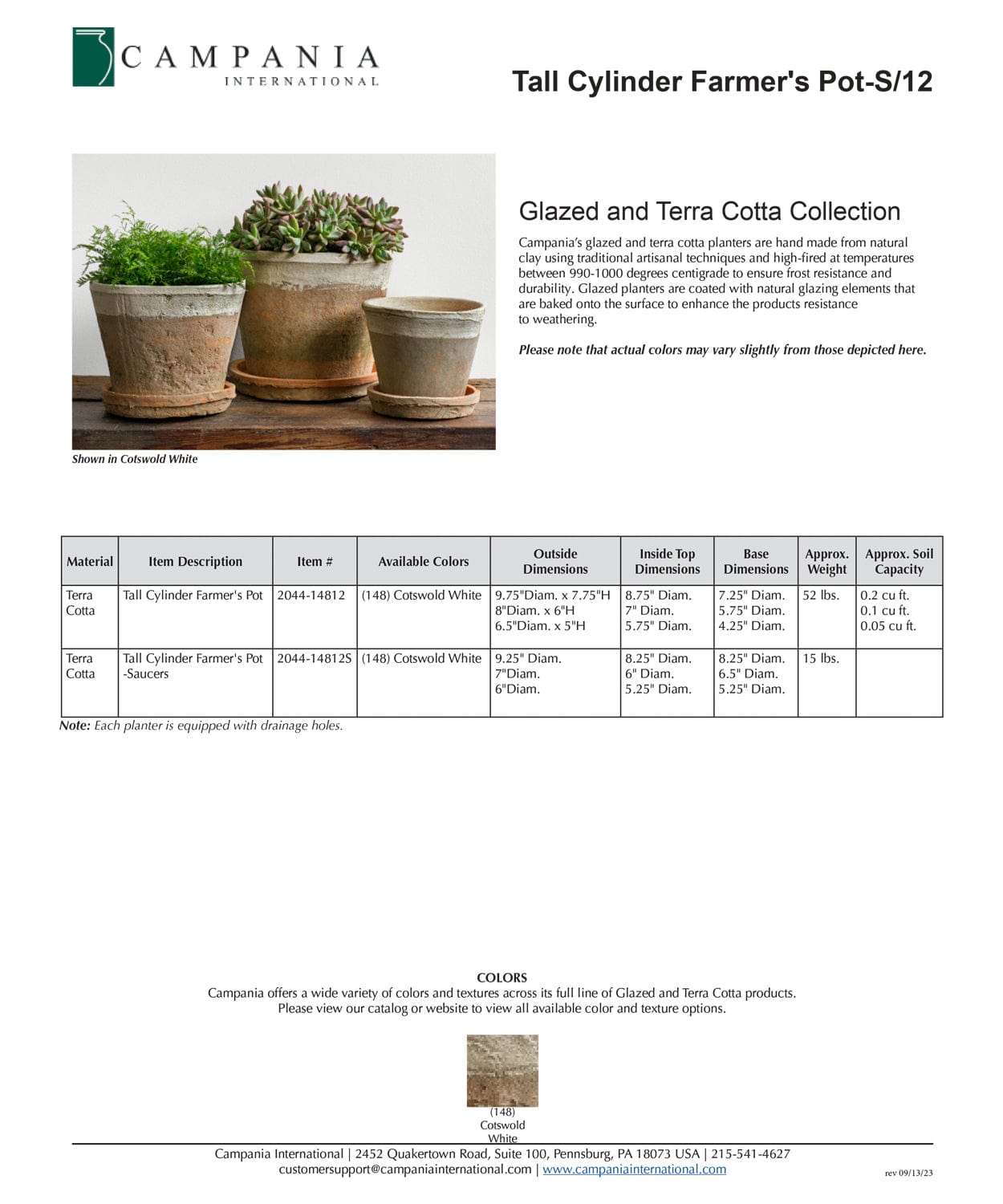 Tall Cylinder Farmer’s Pot - Set of 12 in Cotswold White