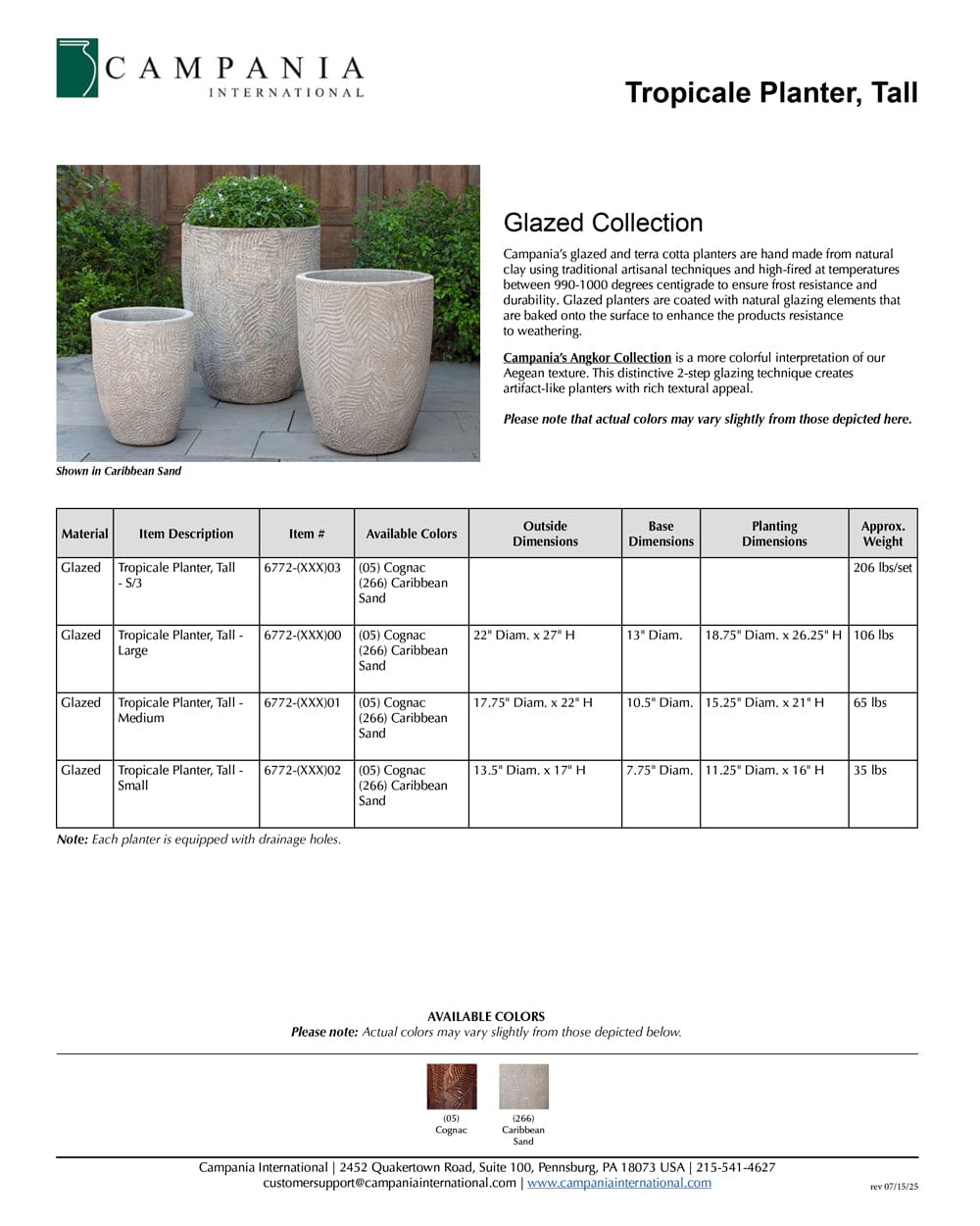 Tropicale Tall Planter Set of 3 | Glazed Collection