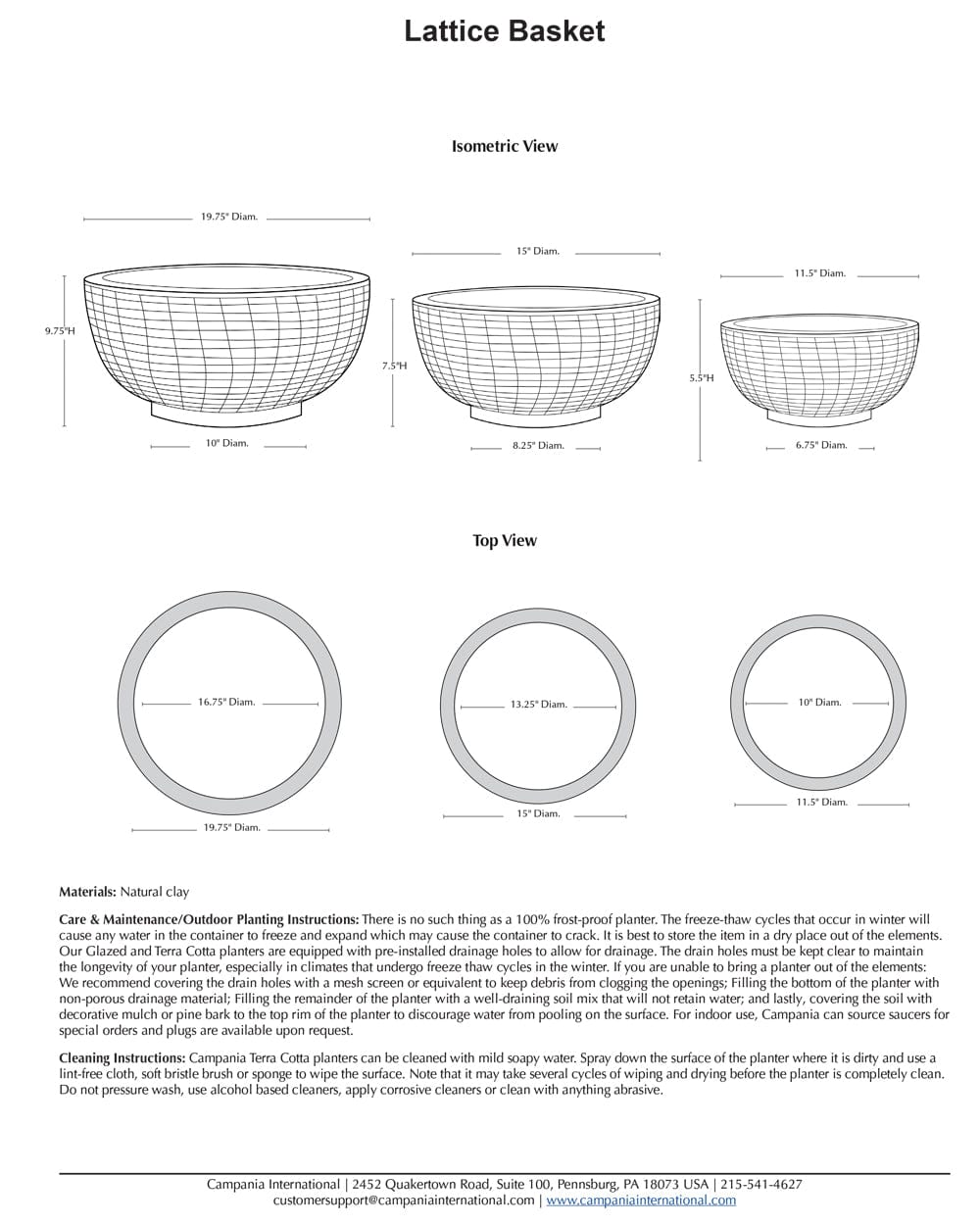 Antique Lattice Basket Nested Set of 3 | Terra Cotta Collection