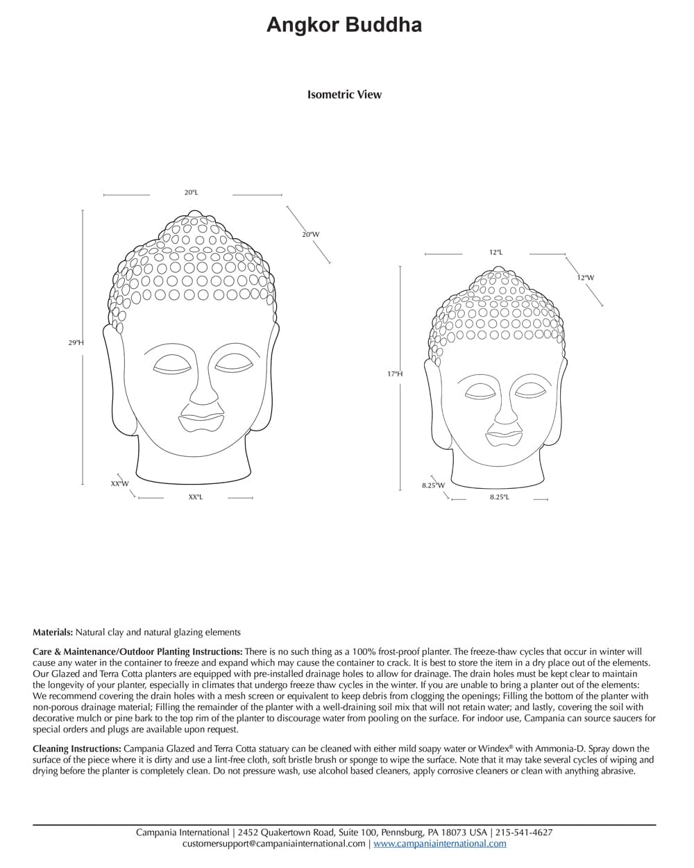 Angkor Buddha Head Small Garden Statue