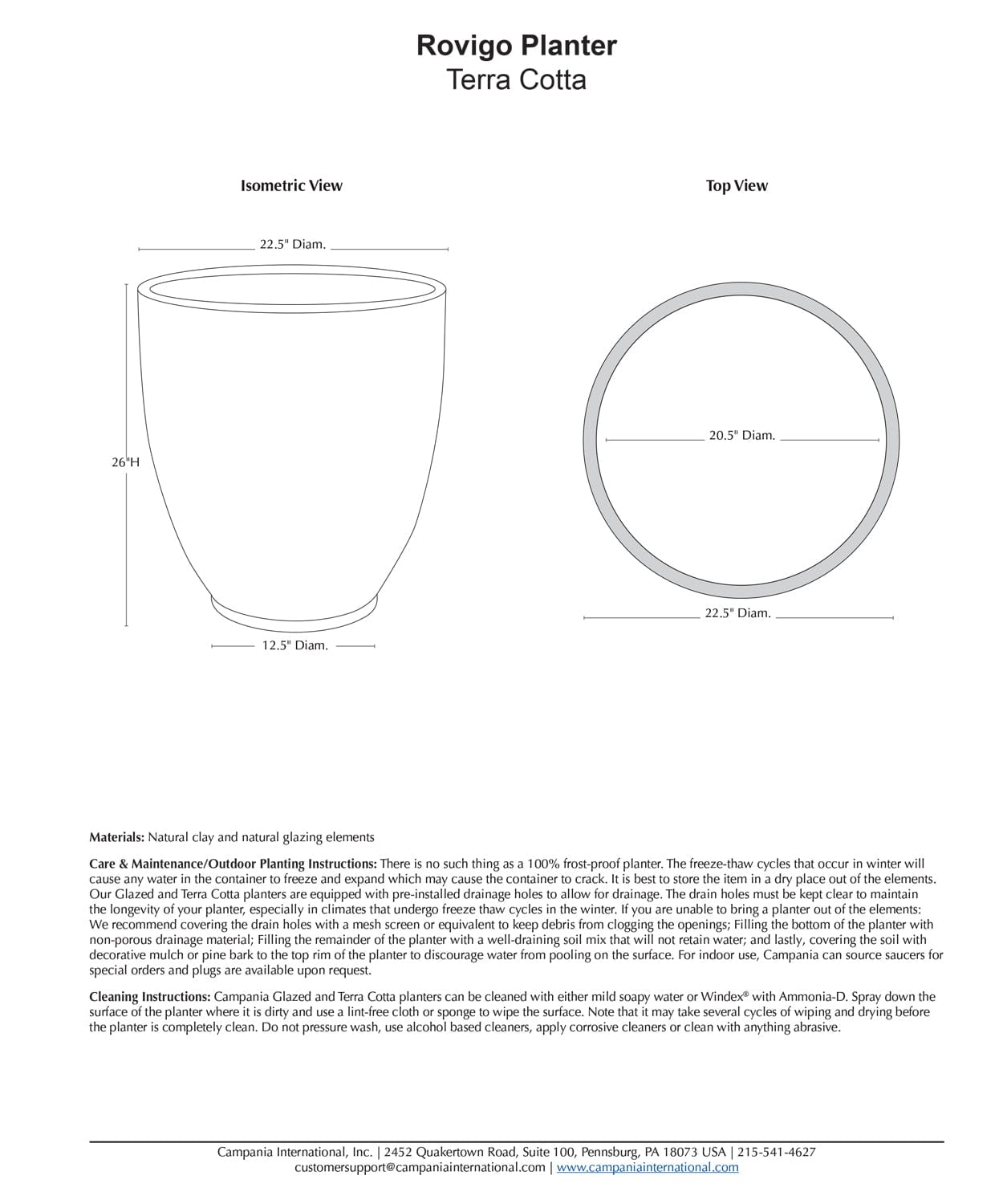 Rovigo Round Planter | Terra Cotta Collection