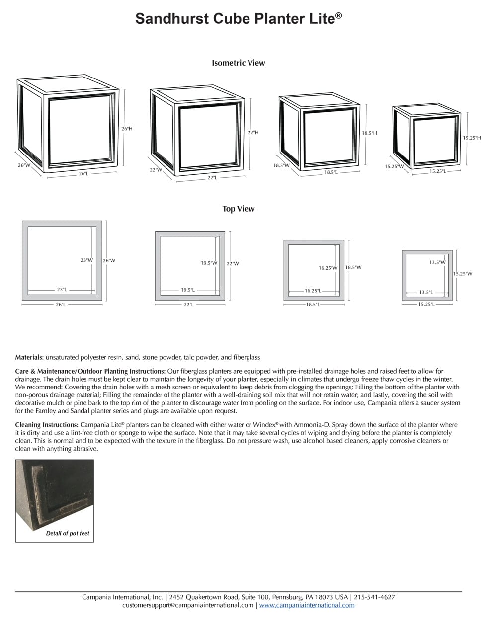 Sandhurst Cube Planter | Lite® Collection
