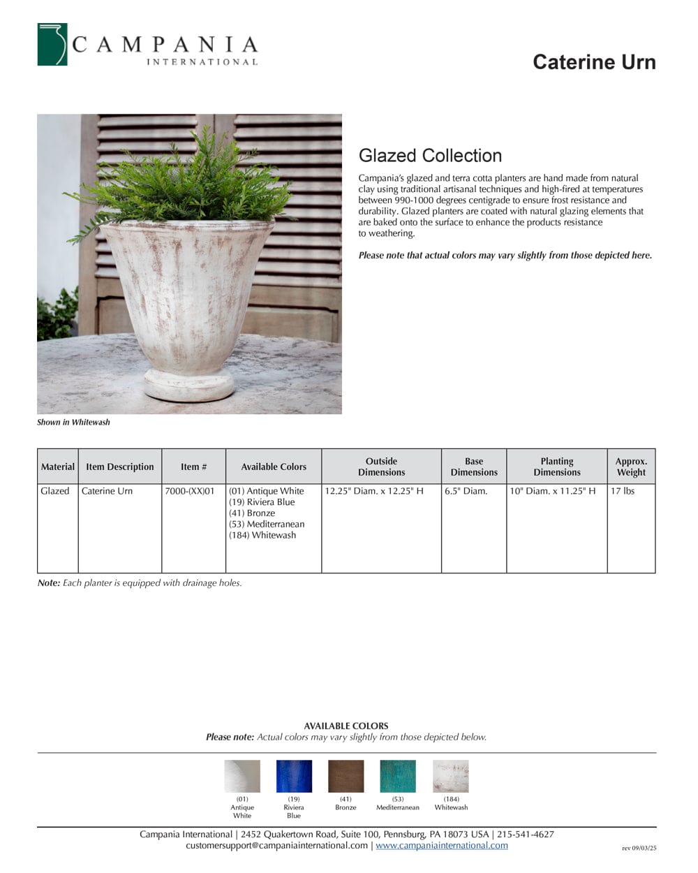 Caterine Urn Planter | Glazed Collection