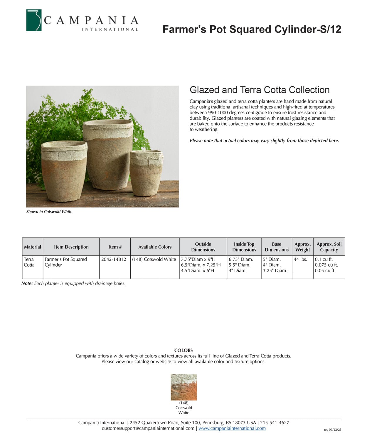 Farmer’s Pot Squared Cylinder - Set of 12 in Cotswold White