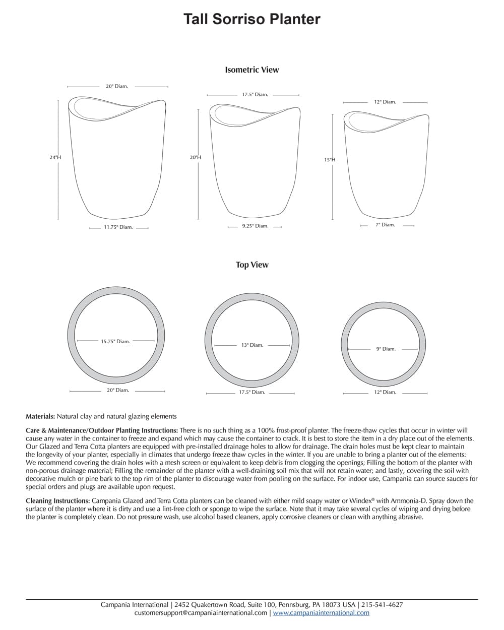 Tall Sorriso Planter Nested Set of 3 | Glazed Collection