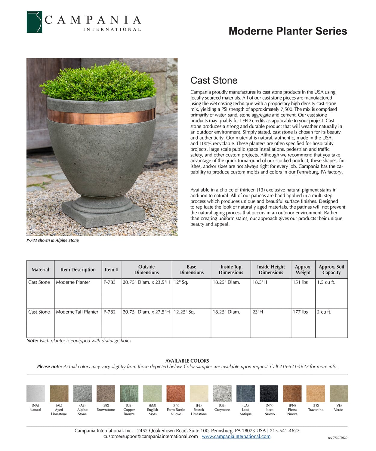 Moderne Planter | Cast Stone Planter Specs