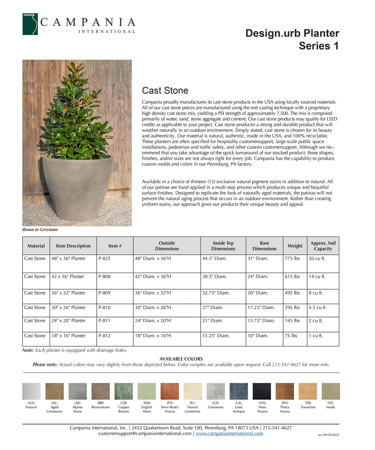 Series 1 Tapered Cast Stone Planter
