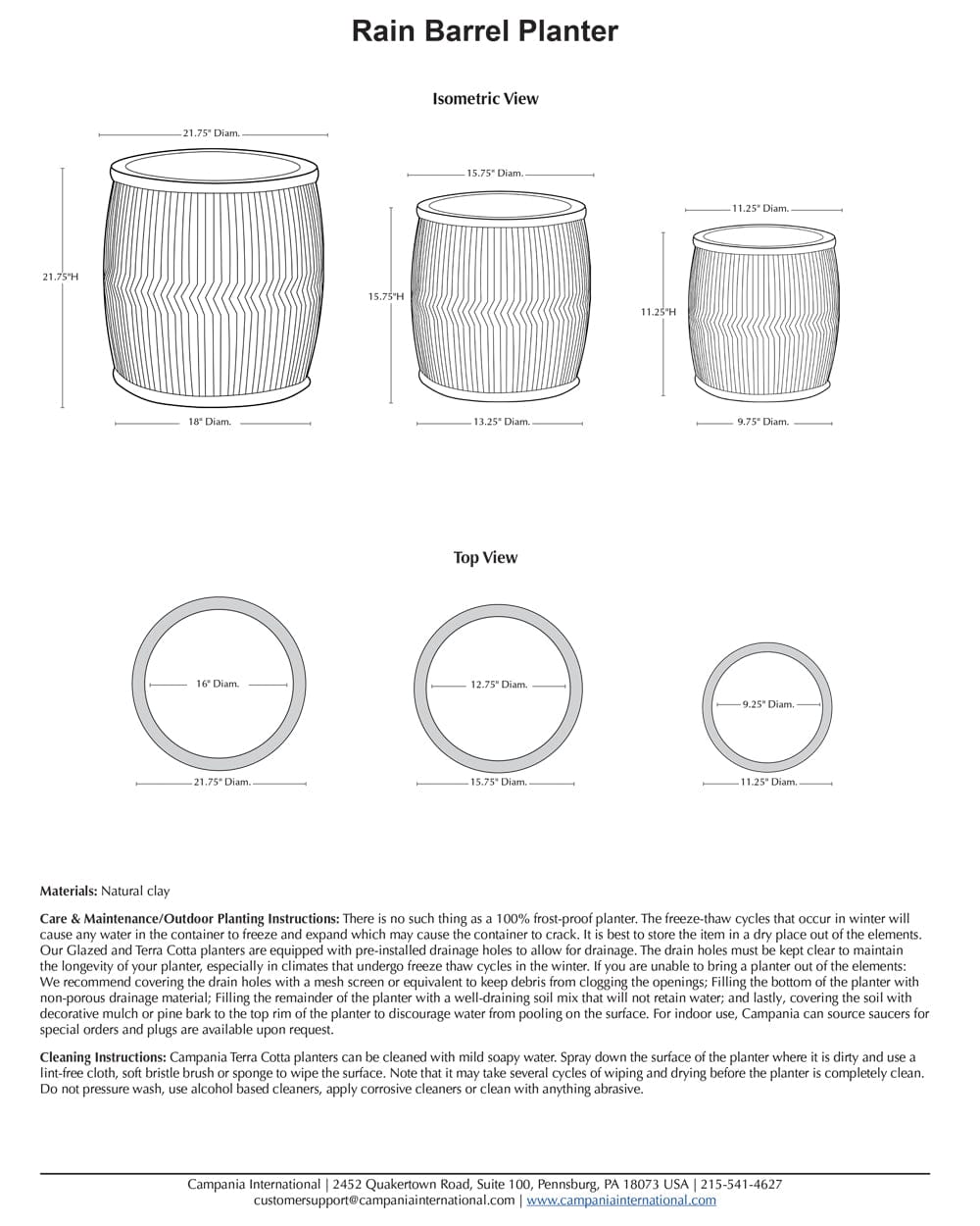 Rain Barrel Planter Set of 3 in Bronze Finish