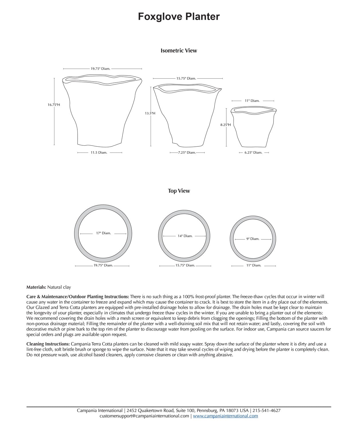 Foxglove Short Planter Set of 3 | Terra Cotta Collection