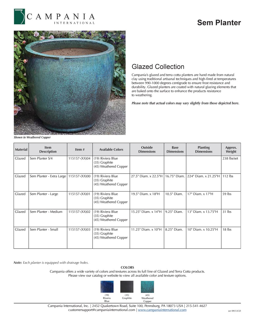 Large Sem Planter in Graphite | Glazed Collection