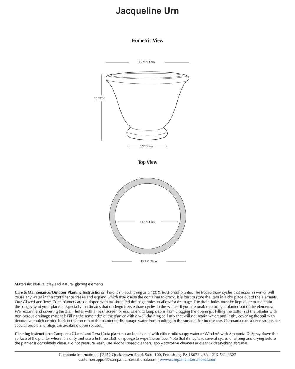 Jacqueline Urn Planter | Glazed Collection