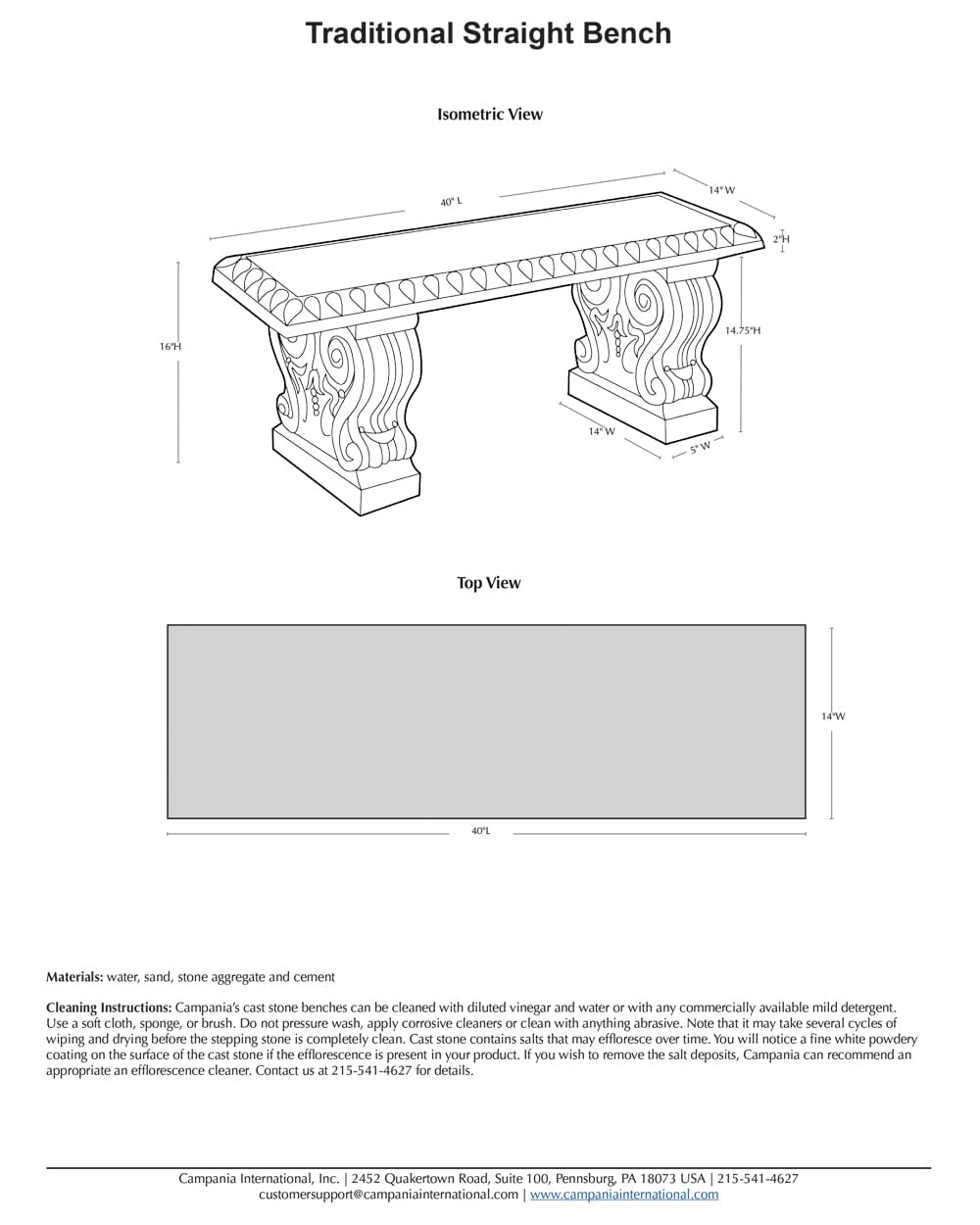 Traditional Straight Garden Bench