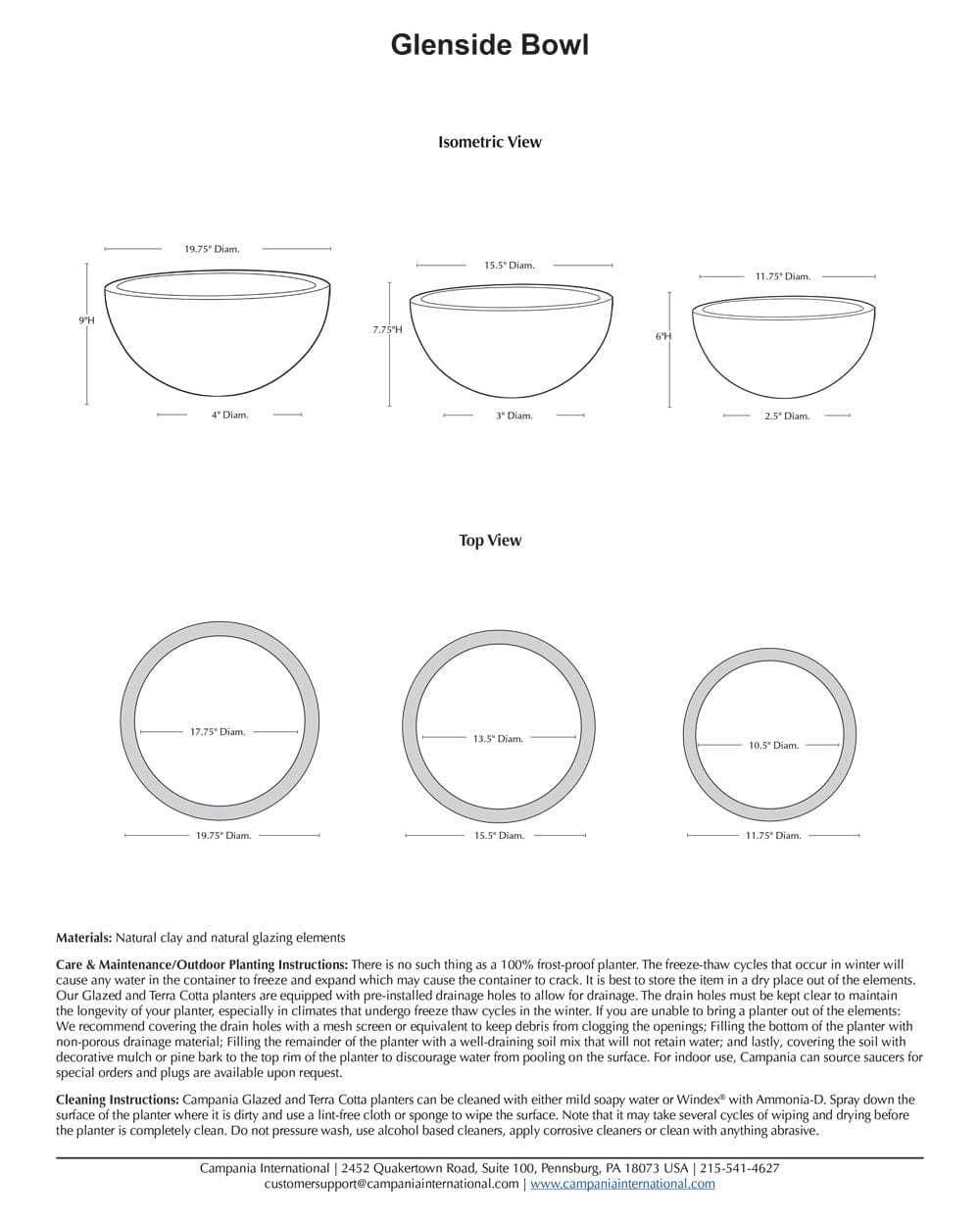 Glenside Bowl Planter Nested Set of 3 | Glazed Collection