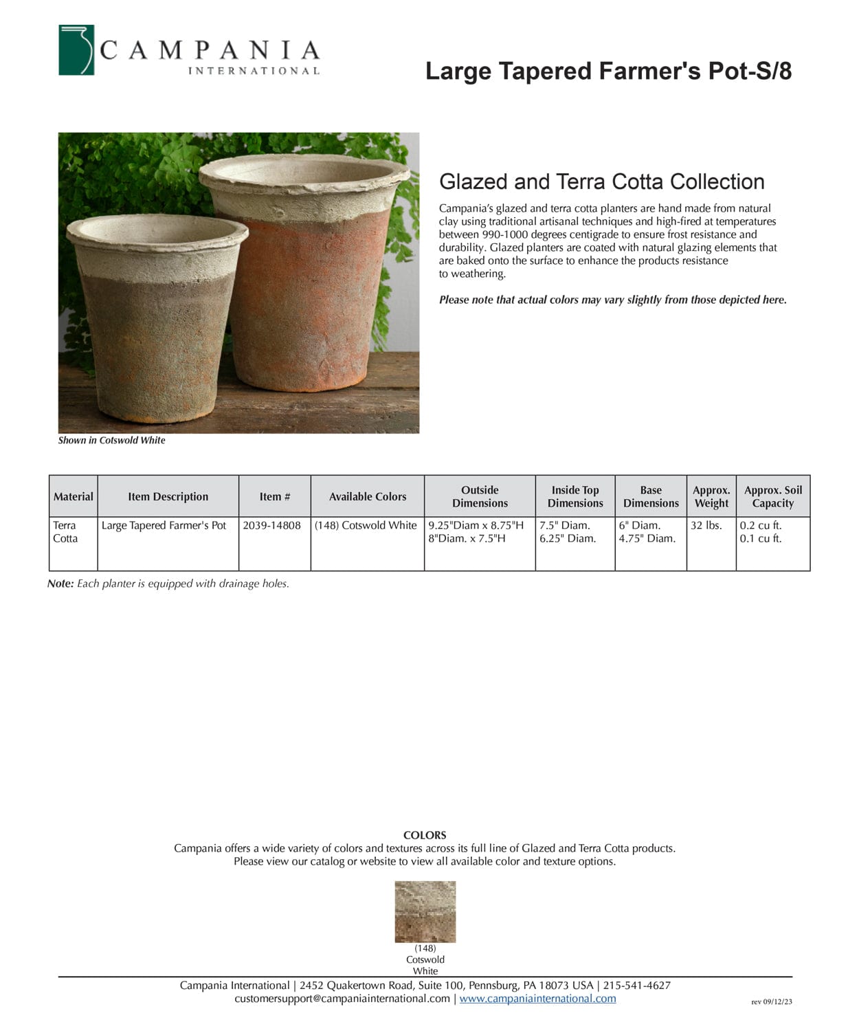 Large Tapered Farmer’s Pot - Set of 8 in Cotswold White