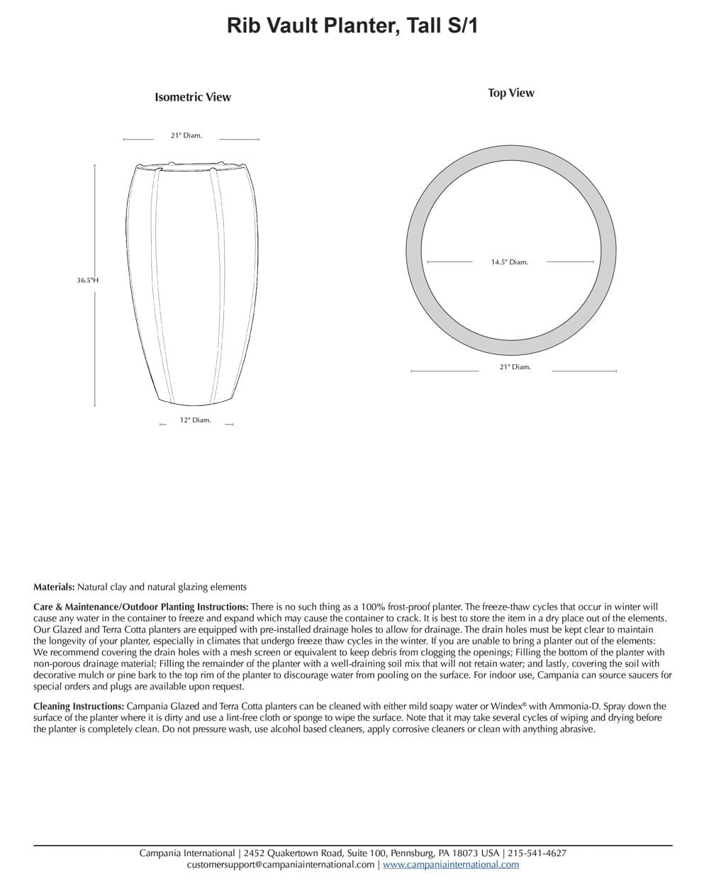 Rib Vault Planter Tall | Glazed Collection