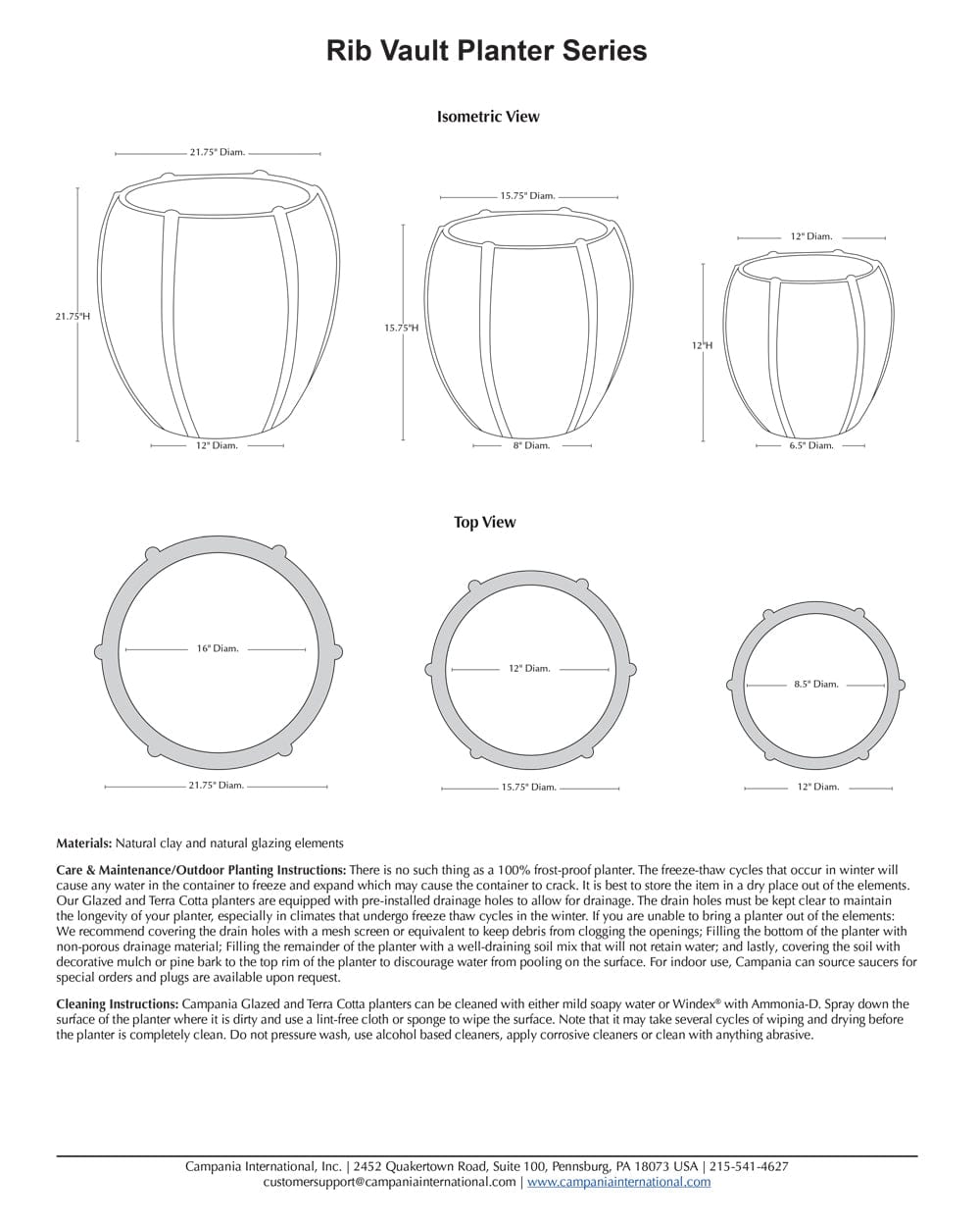 Rib Vault Planter Nested Set of 3 | Glazed Collection