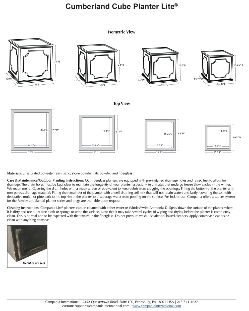 Cumberland Planter | Lite® Collection
