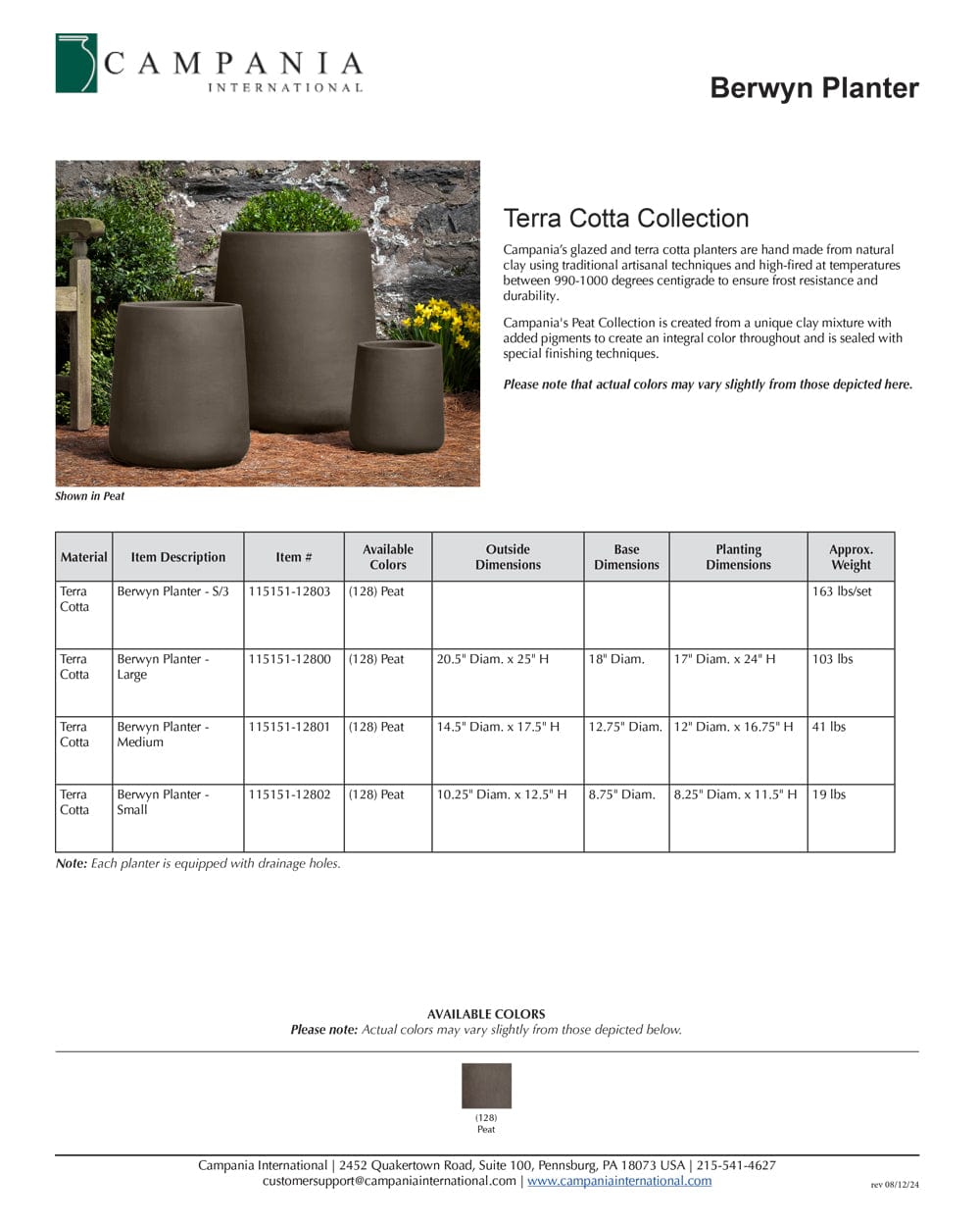 Berwyn Planter Nested Set of 3 | Terra Cotta Collection