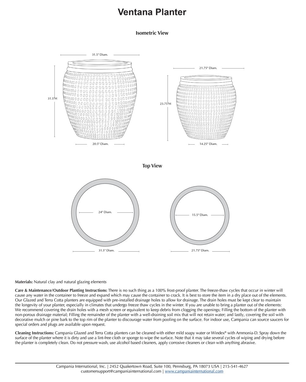 Ventana Planter Set of 2 Specs