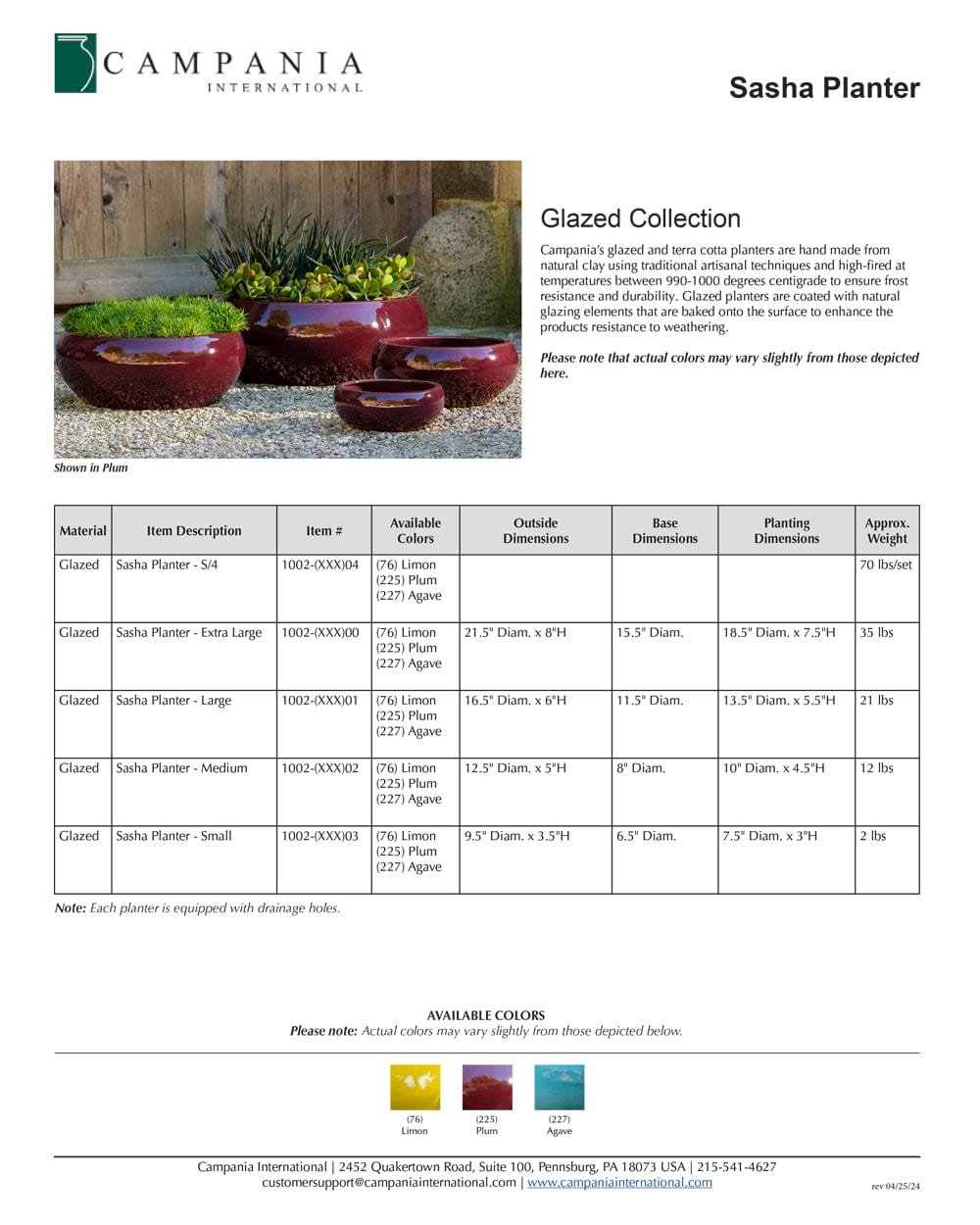 Sasha Planter Nested Set of 4 | Glazed Collection