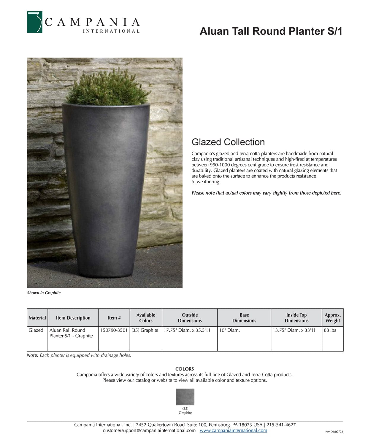 Aluan Tall Round Planter in Graphite