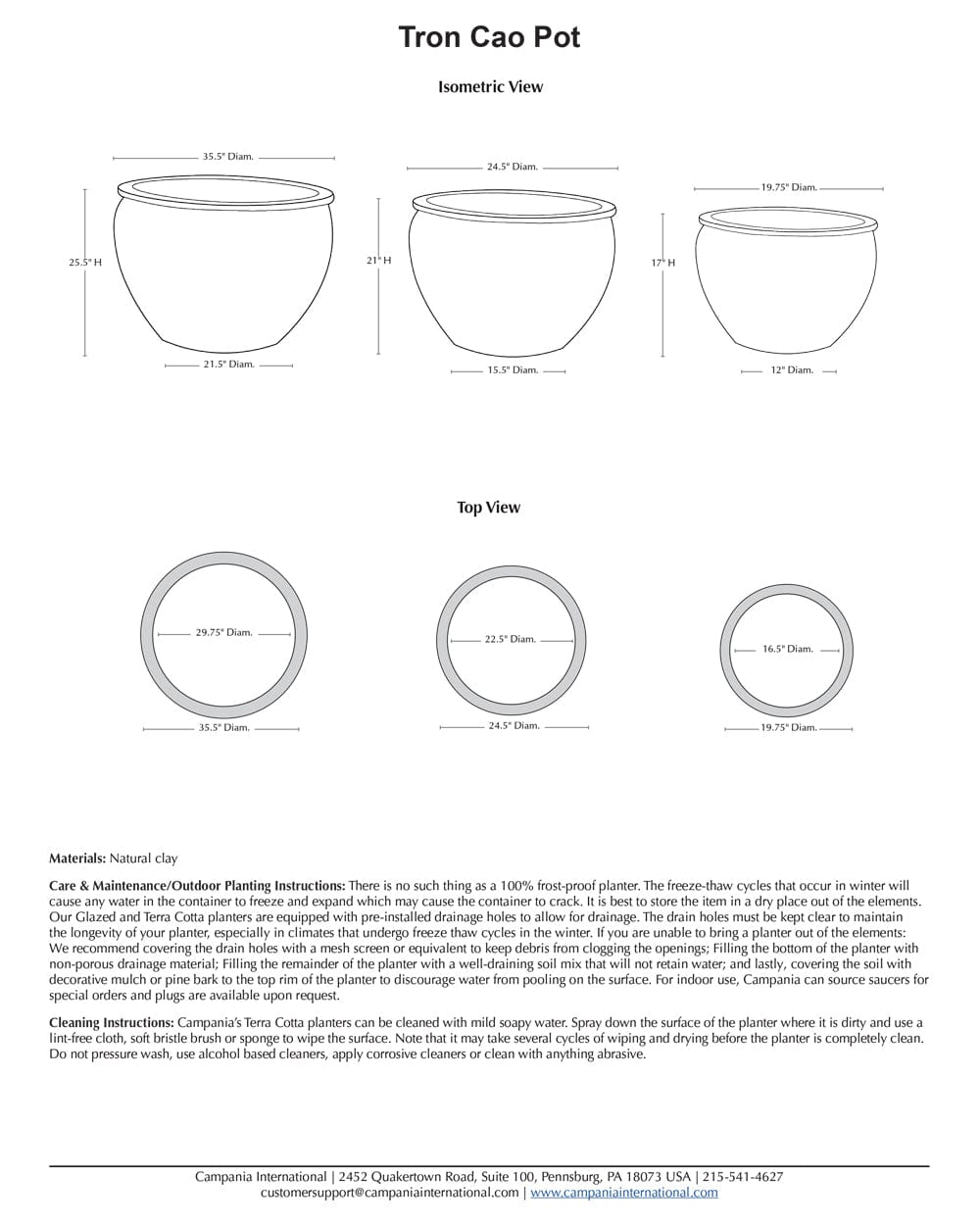 Tron Cao Pot Nested Set of 3 | Asian Earthenware - Terra Cotta Collection
