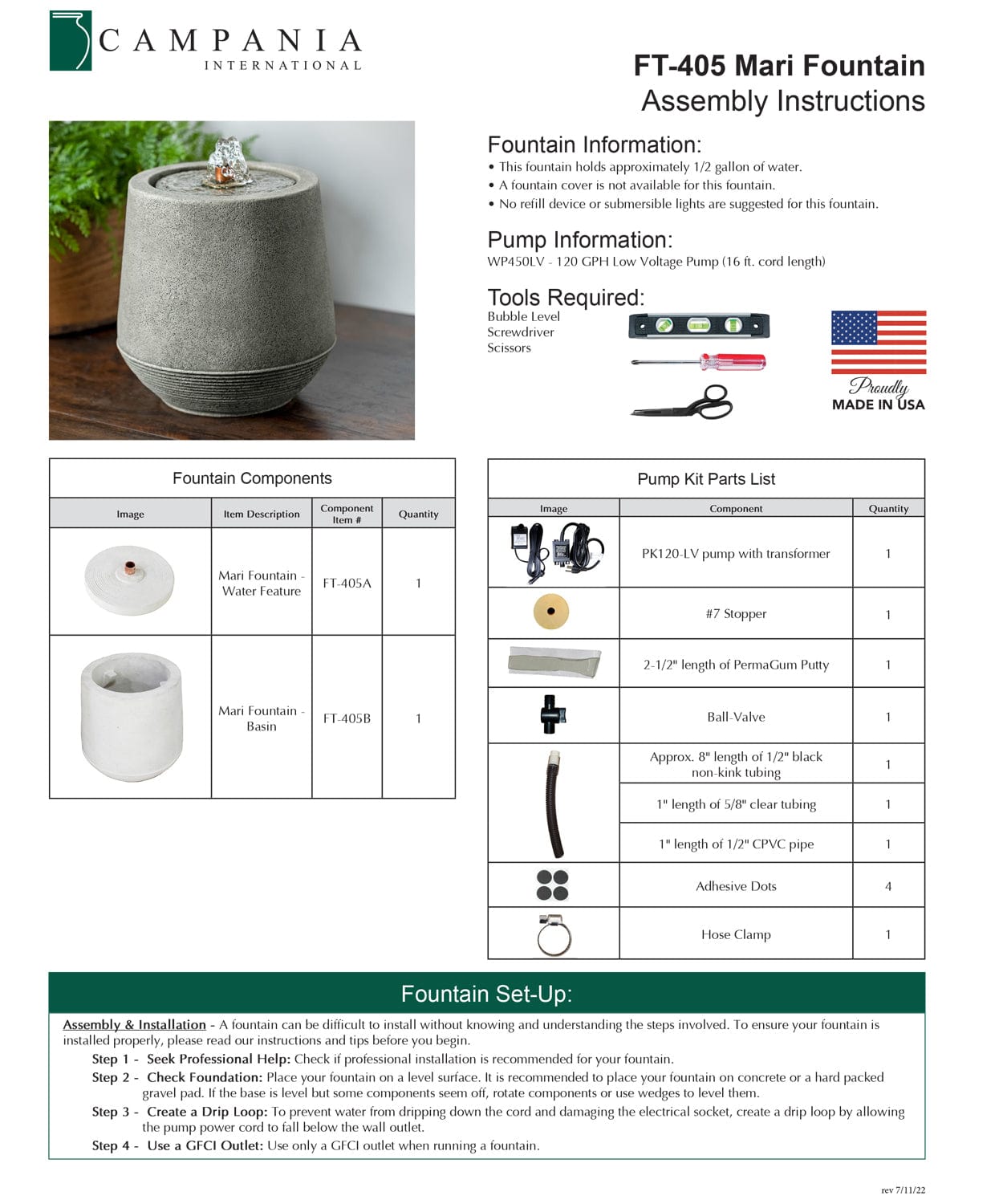 Mari Cast Stone Fountain