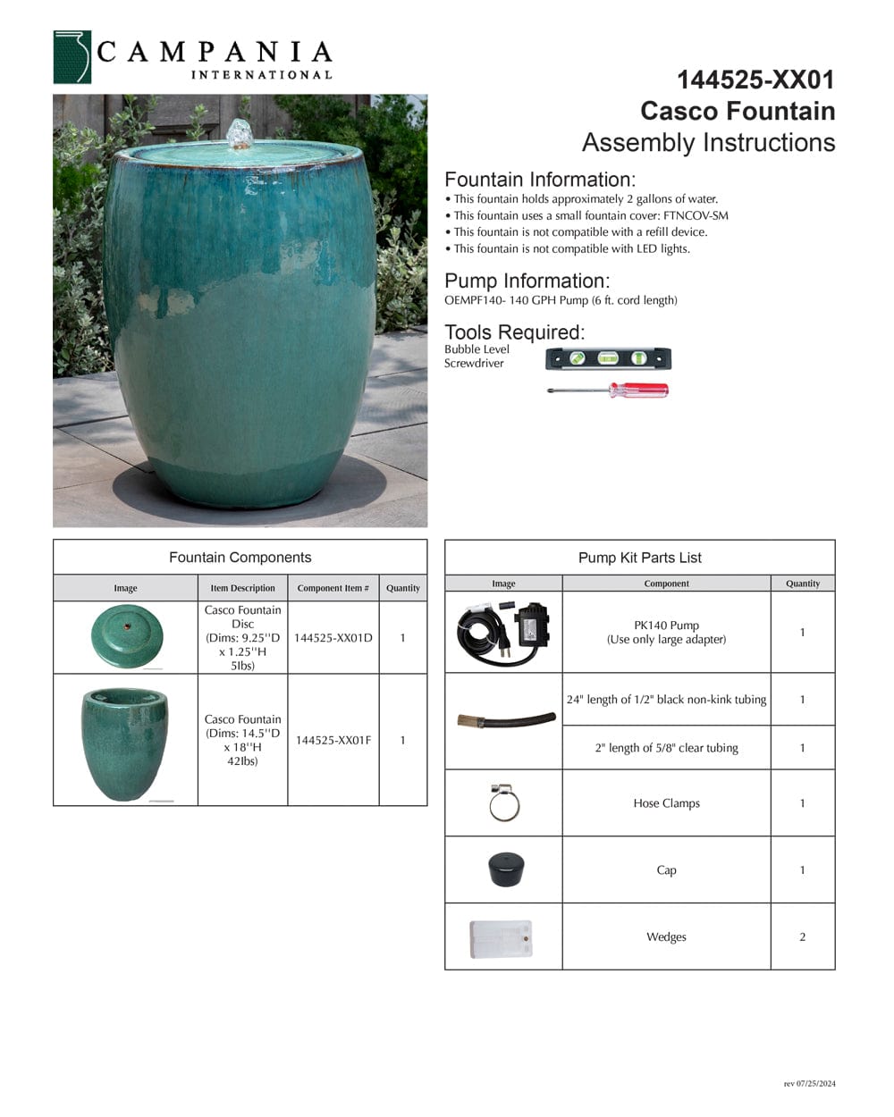 Casco Glazed Modern Outdoor Fountain