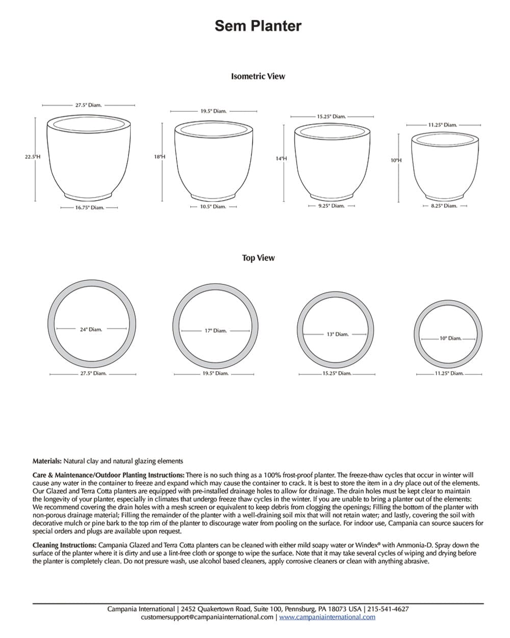 Medium Sem Planter in Graphite | Glazed Collection