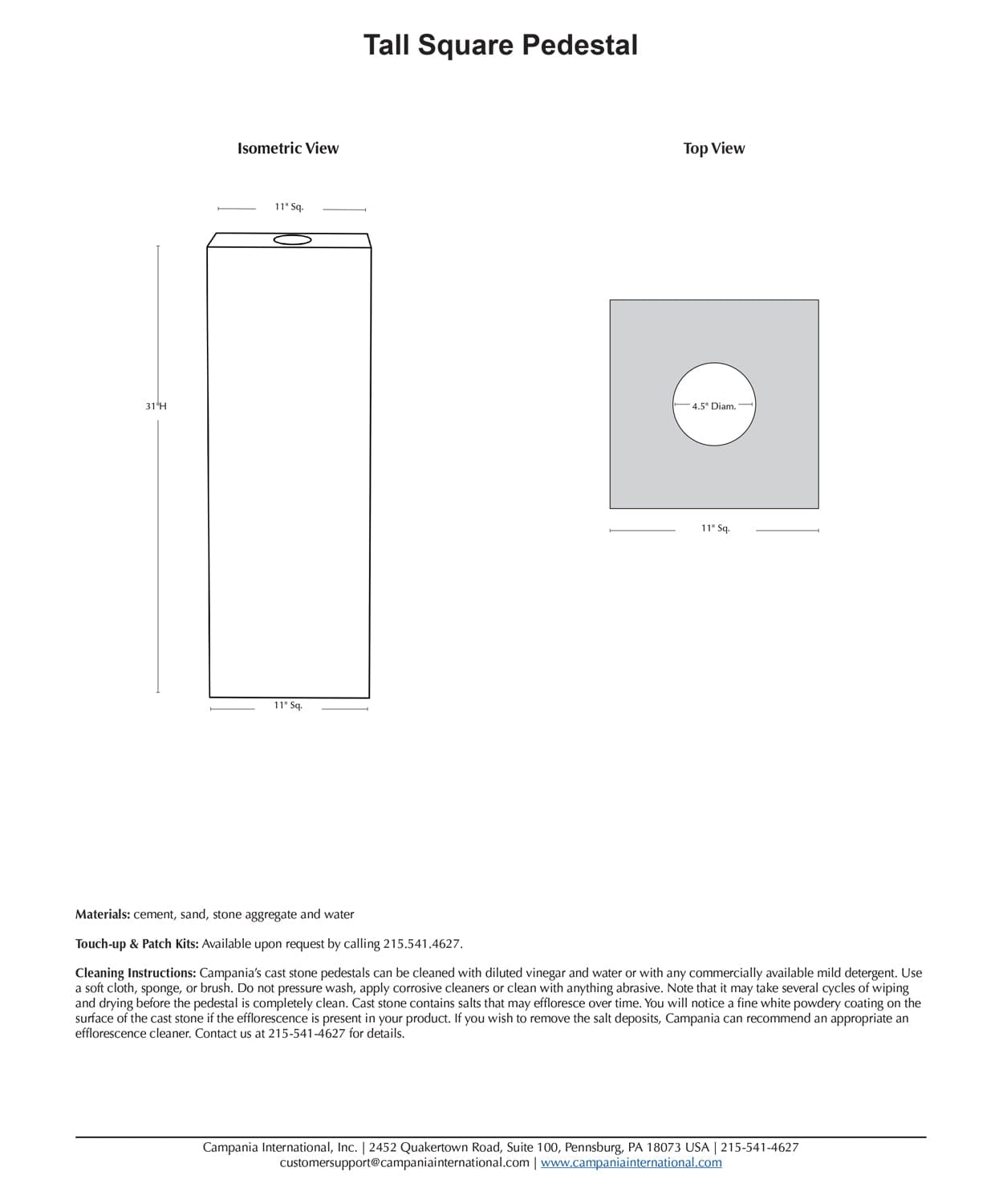 Tall Square Pedestal for Urns and Statues