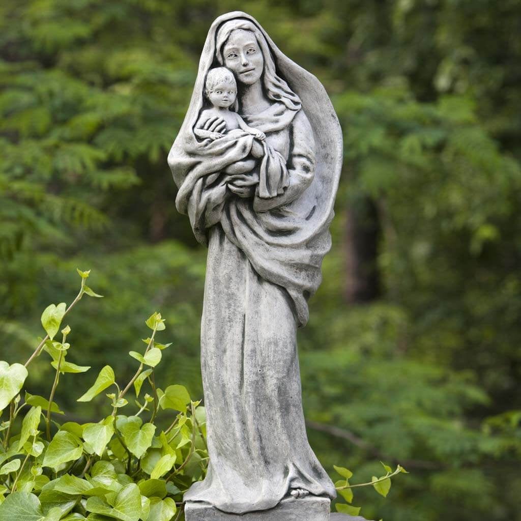 Standing Madonna and Child Garden Statue