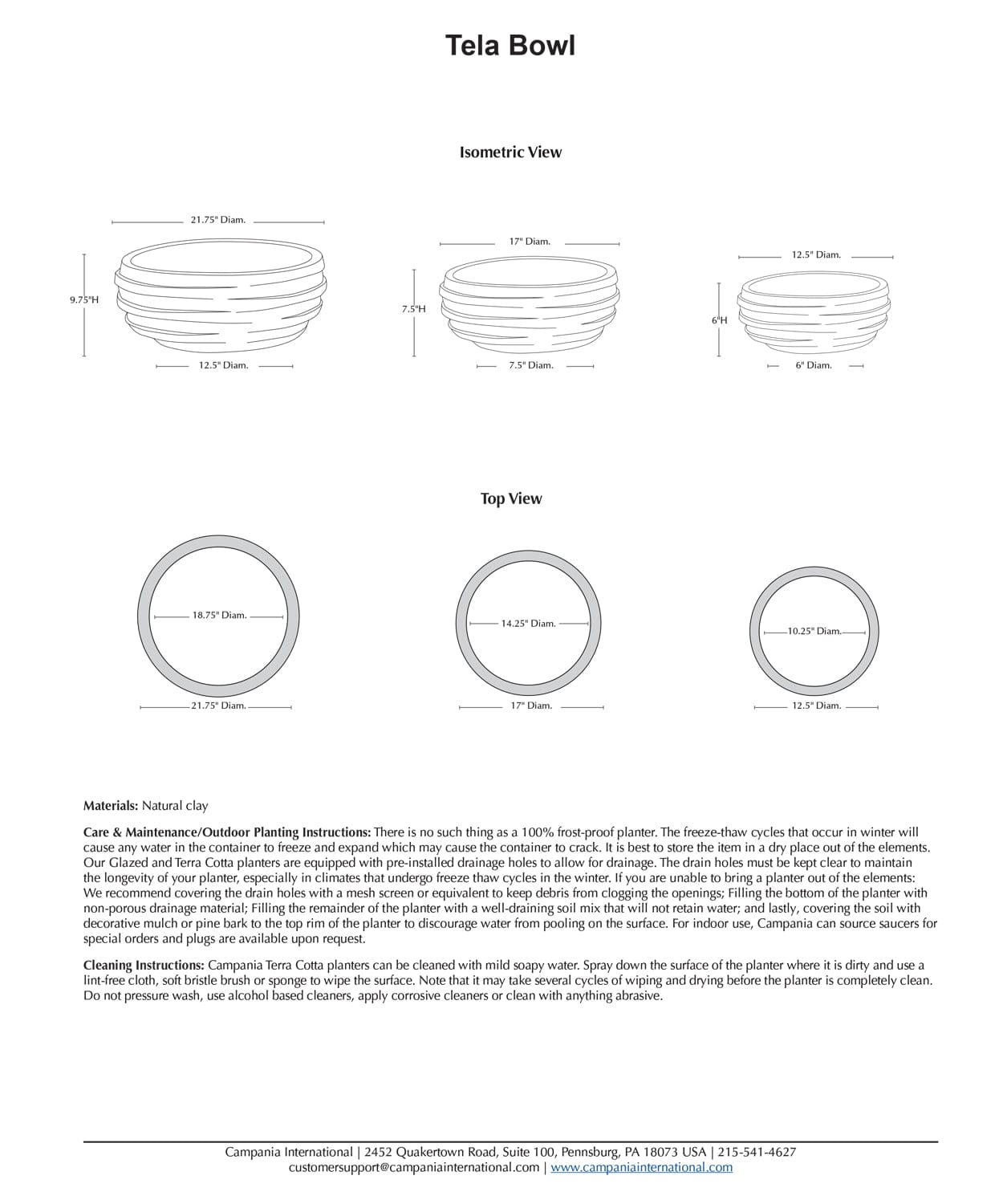 Tela Bowl Planter Set of 3 | Terra Cotta Collection