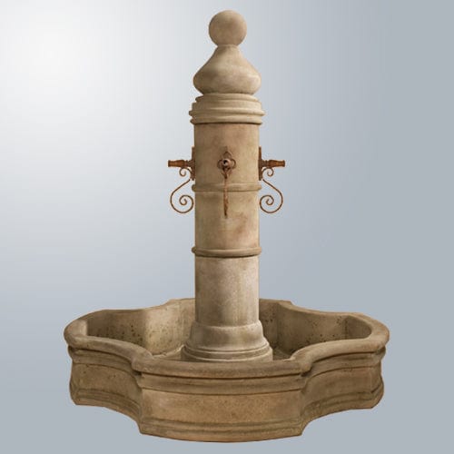 Ventoux Fountain with 66" Round Pond For Rustic Spouts