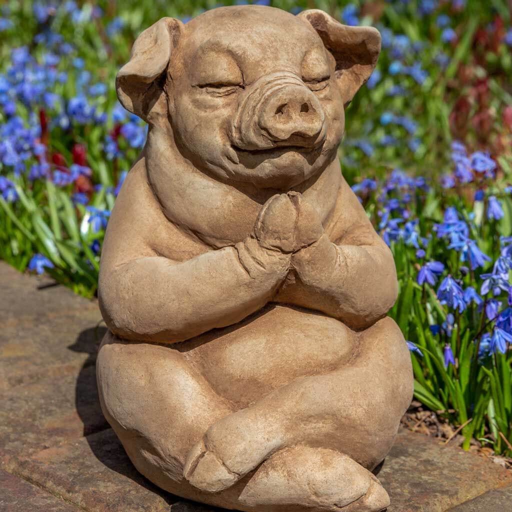 Zen Pig Cast Stone Garden Statue
