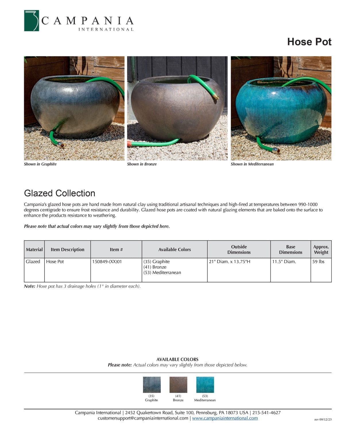 Glazed Terra Cotta Outdoor Hose Pot