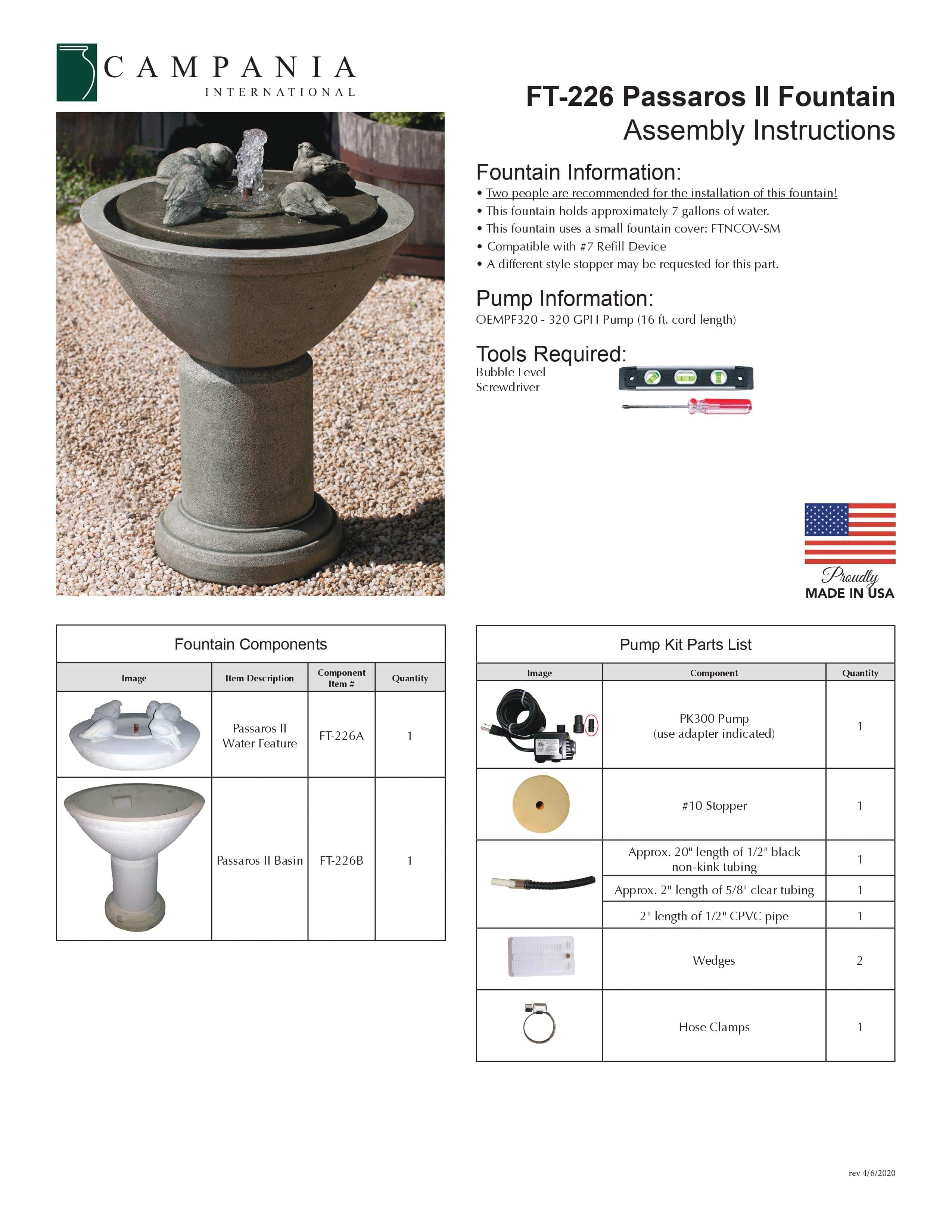 Passaros II Garden Water Fountain - Outdoor Art Pros