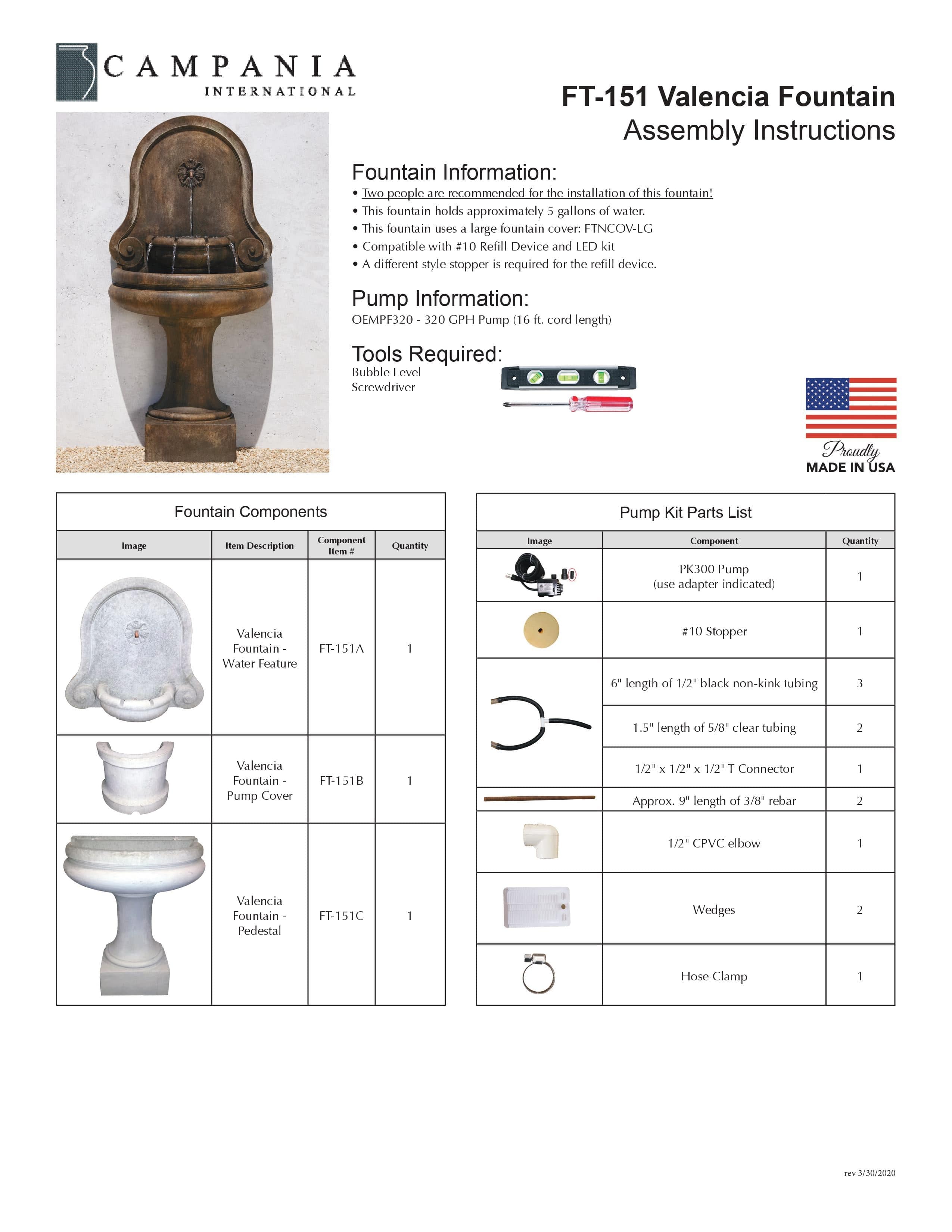 Valencia Wall Outdoor Water Fountain - Outdoor Art Pros