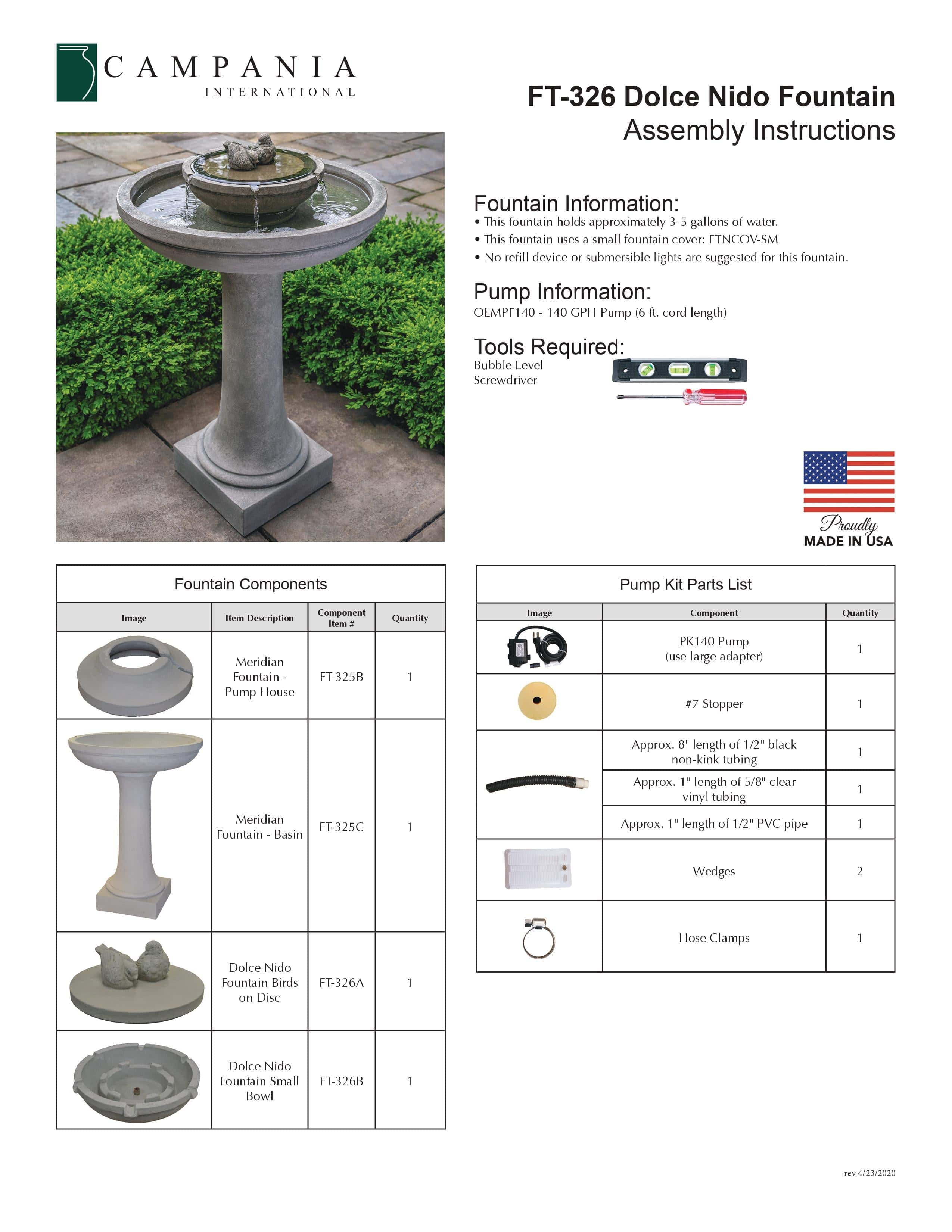 Dolce Nido Garden Fountain - Outdoor Art Pros