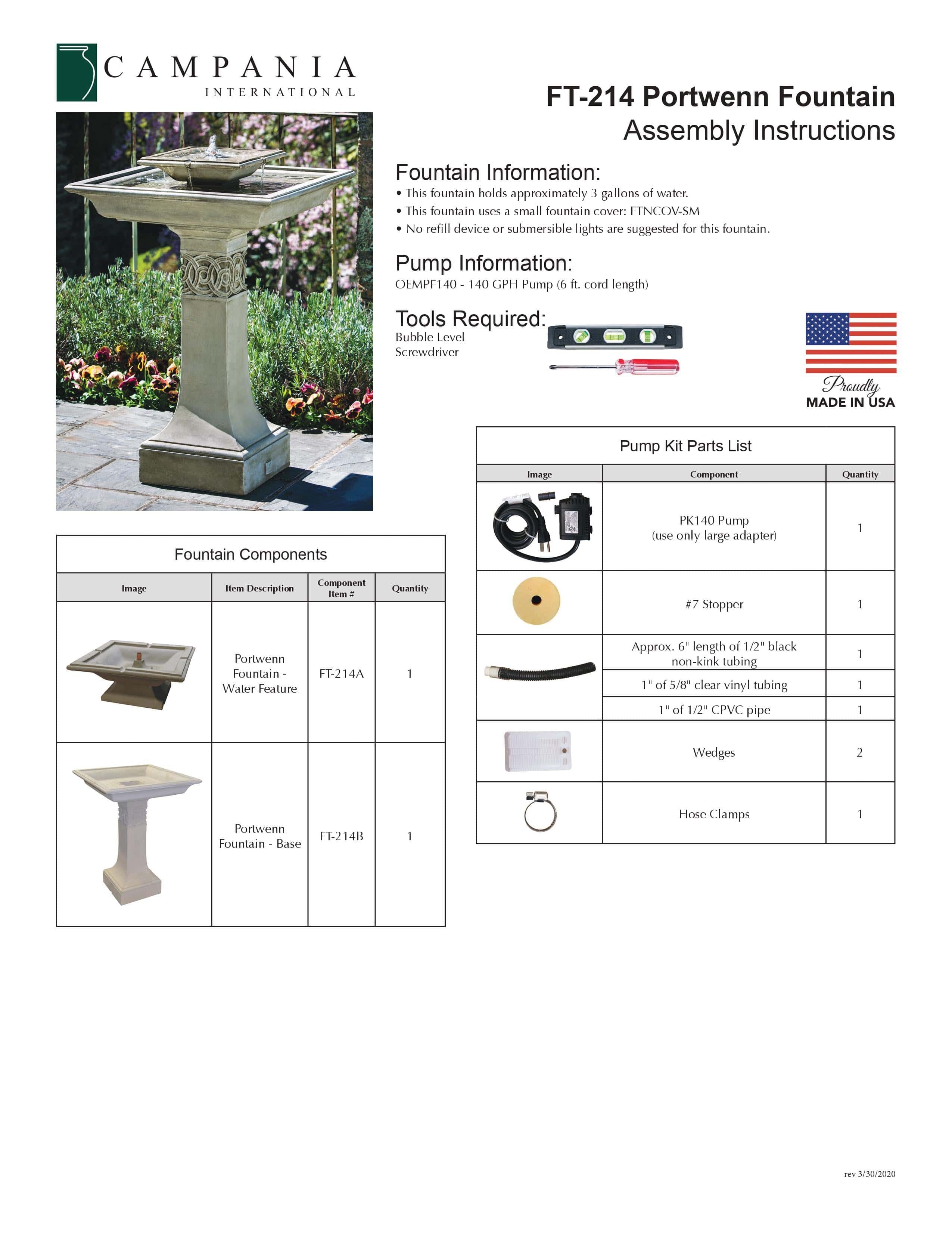Portwenn Garden Water Fountain - Outdoor Art Pros