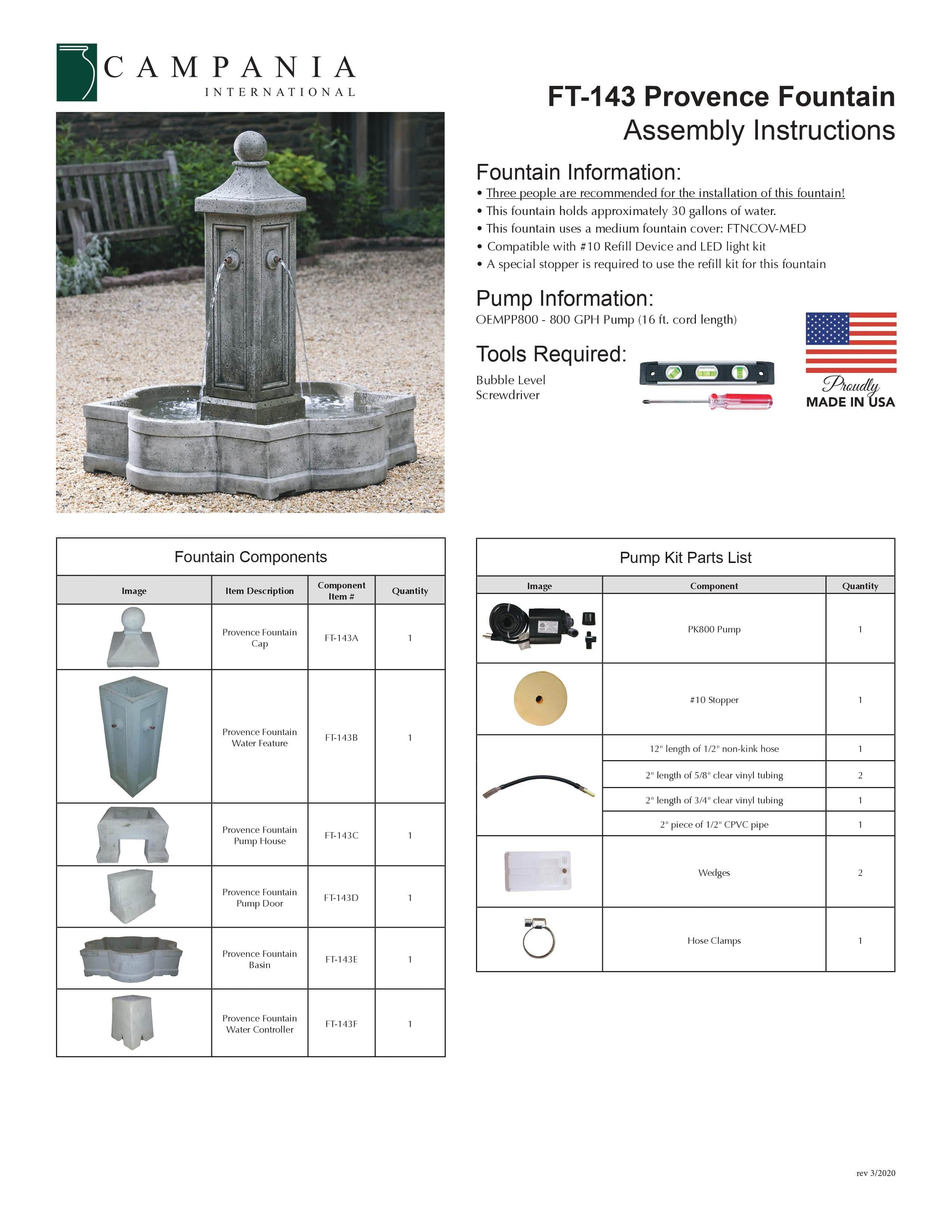 Provence Outdoor Water Fountain - Outdoor Art Pros
