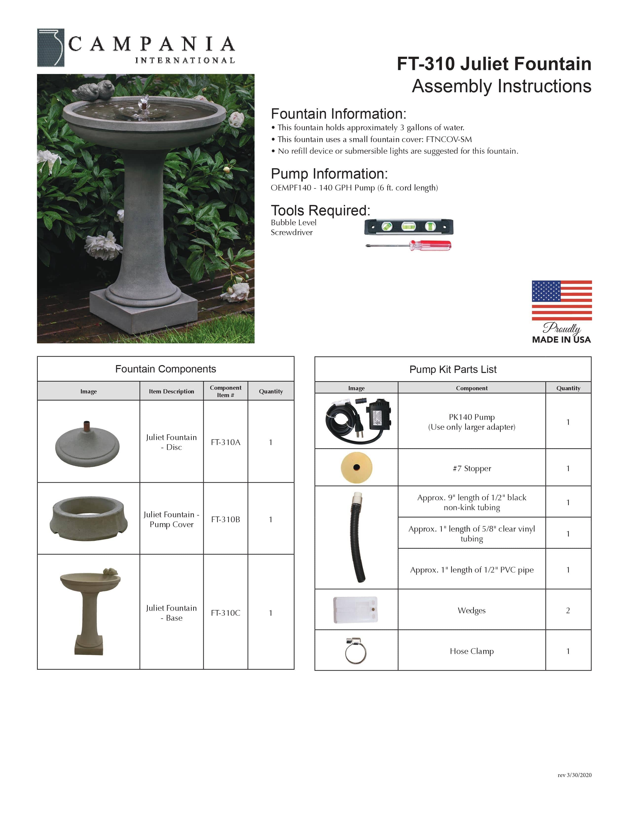 Juliet Garden Fountain - Outdoor Art Pros