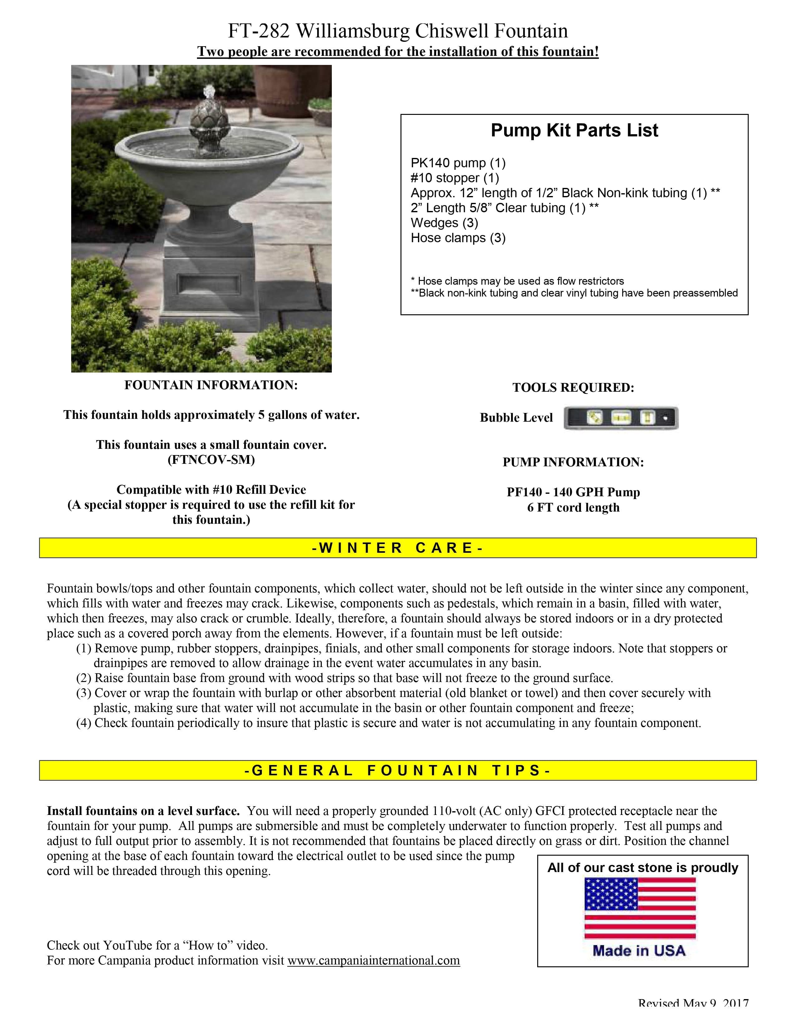 Williamsburg Chiswell Garden Fountain - Outdoor Art Pros